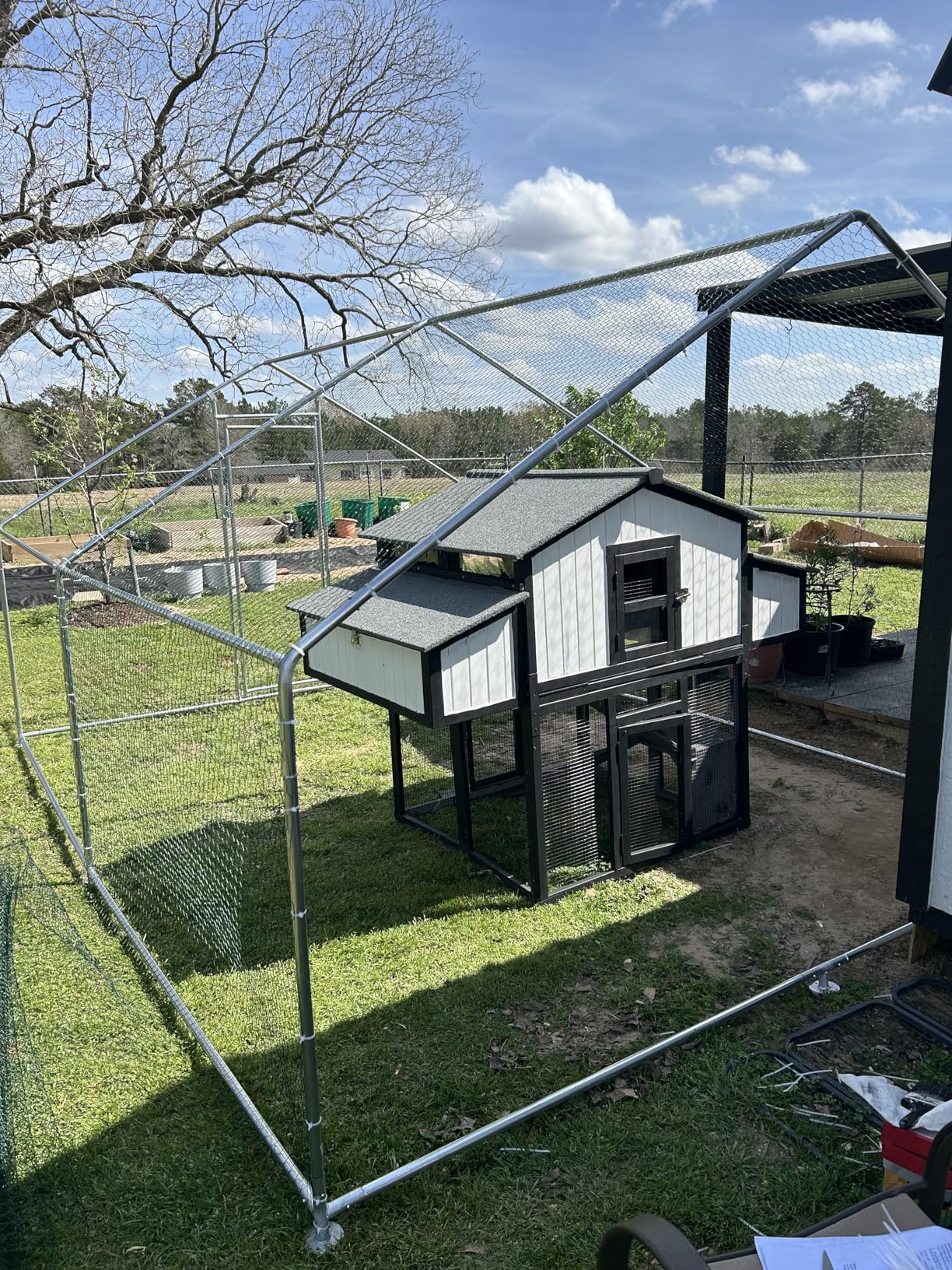 HITTITE Large Metal Chicken Coop with Run, 12.8 x 9.84 x 6.56 ft Walk in Poultry Cage Chicken Run Pen, Outdoor Chicken Runs for Yard with Waterproof & Anti-UV Cover customer photo 2