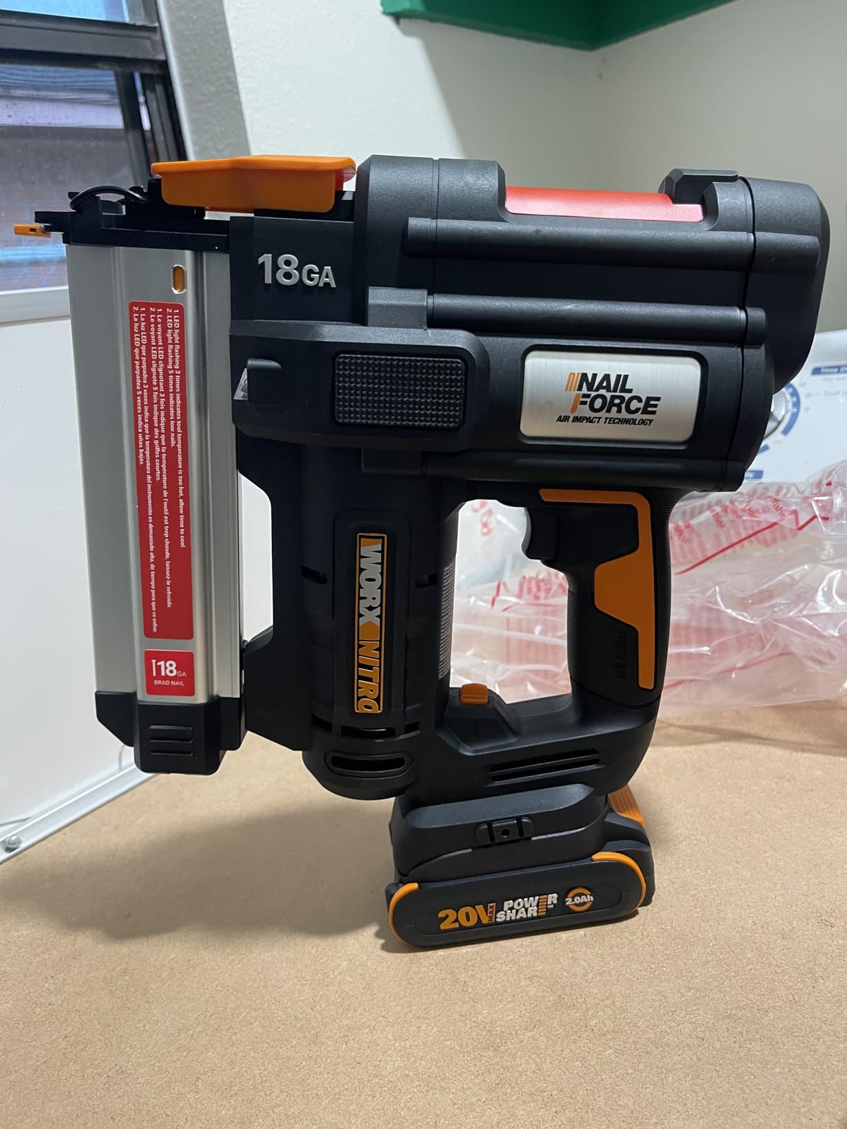 WORX Cordless Brad Nailer, 20V 18GA Nail Gun, WX842L | Up to 2-in Nails and Tool-Free Jam Release for Trimming, Molding and Baseboards, Battery and Charger Included, PowerShare customer photo 2