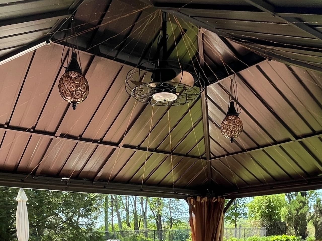 MELLCOM 12'x20' Hardtop Gazebo, Metal Double Roof Aluminum Gazebos with Curtain and Netting,Brown Permanent Galvanized Steel Pavilion for Patio, Lawn & Deck customer photo 1