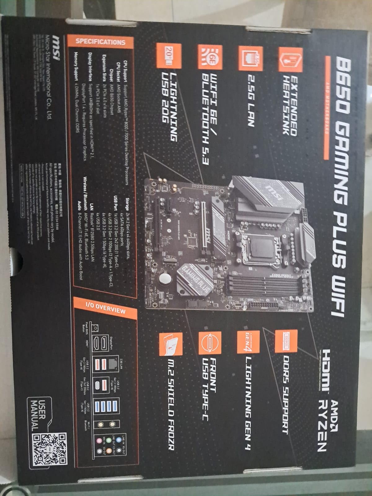 MSI B650 Gaming Plus WiFi Gaming Motherboard (AMD Ryzen 9000/8000/7000 Series Processors, AM5, DDR5, PCIe 4.0, M.2, SATA 6Gb/s, USB 3.2 Gen 2, HDMI/DP, Wi-Fi 6E, Bluetooth 5.3, 2.5Gbps LAN, ATX) customer photo 1