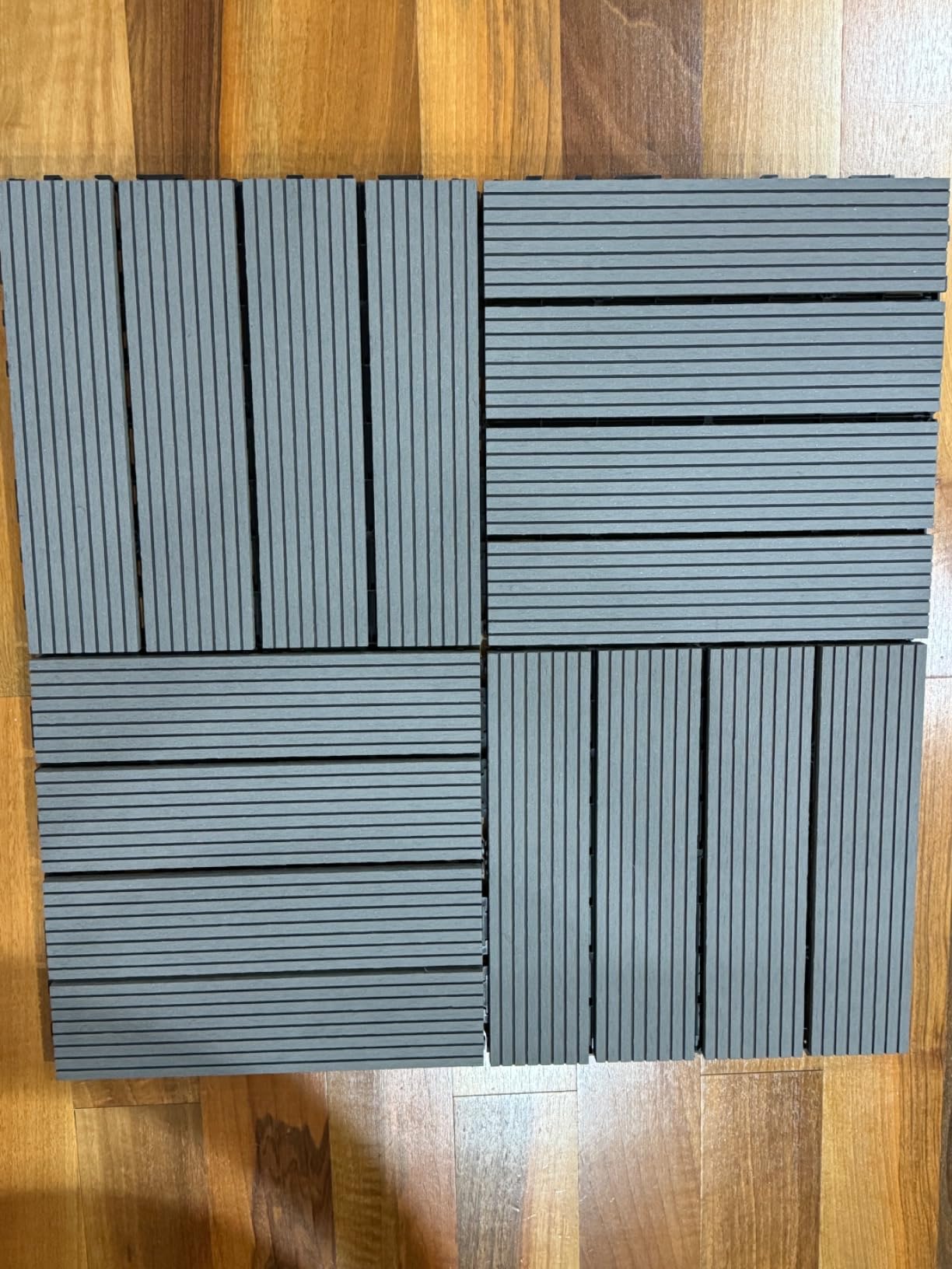 IDZO Wood Plastic Composite Deck Tiles Set of 10, Sustainable FSC Composite Decking Resist Rust, Water, Weather, Easy to DIY & Maintain, Ideal for Patios, Balconies, Rooftops, Decks - Red Brown customer photo 2