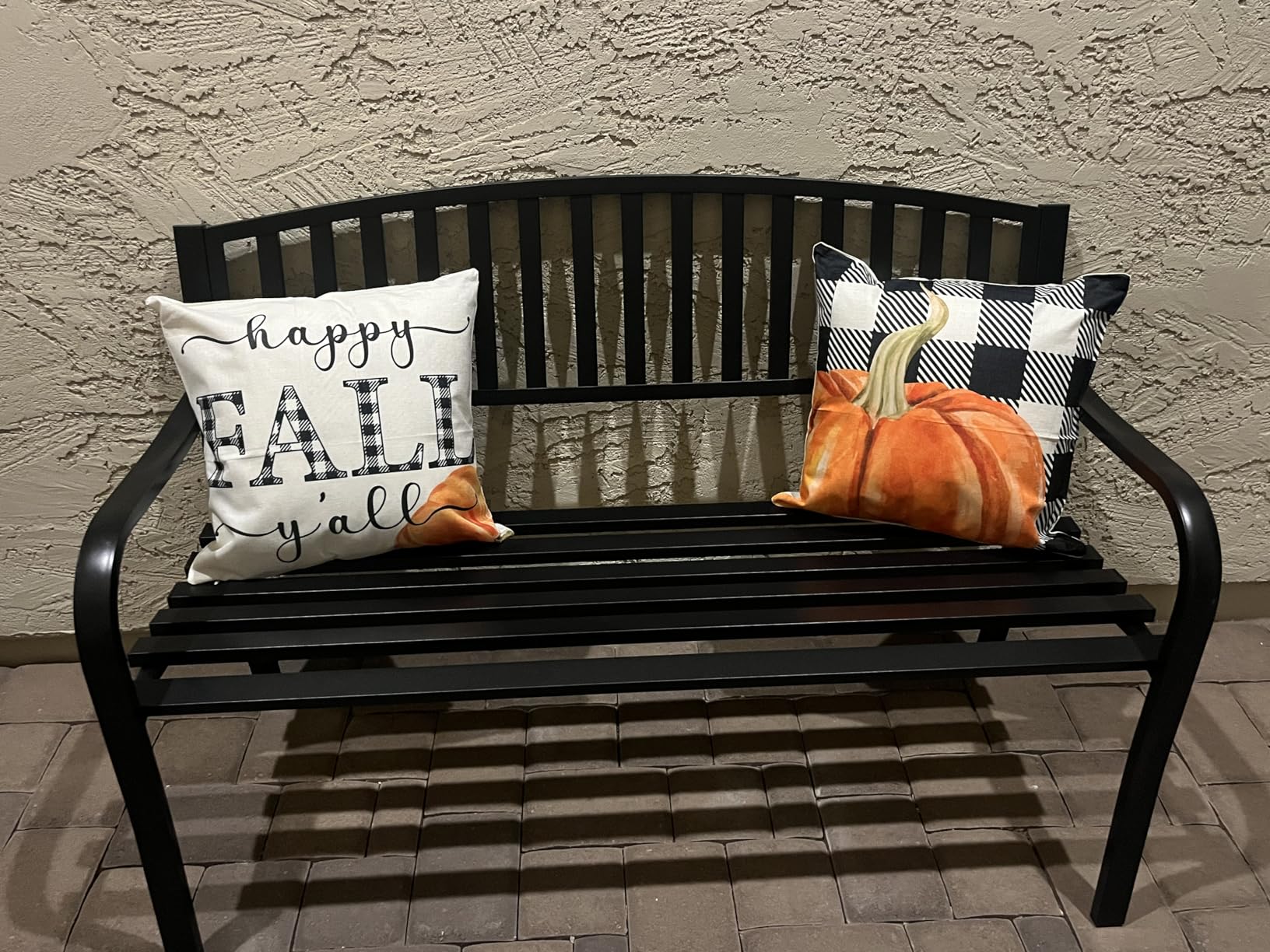 Outdoor Bench Garden Bench, Weatherproof Anti-Rust Heavy-Duty Outside Benches Clearance, Wrought Iron Metal Bench for Front Porch, Patio, Park customer photo 1
