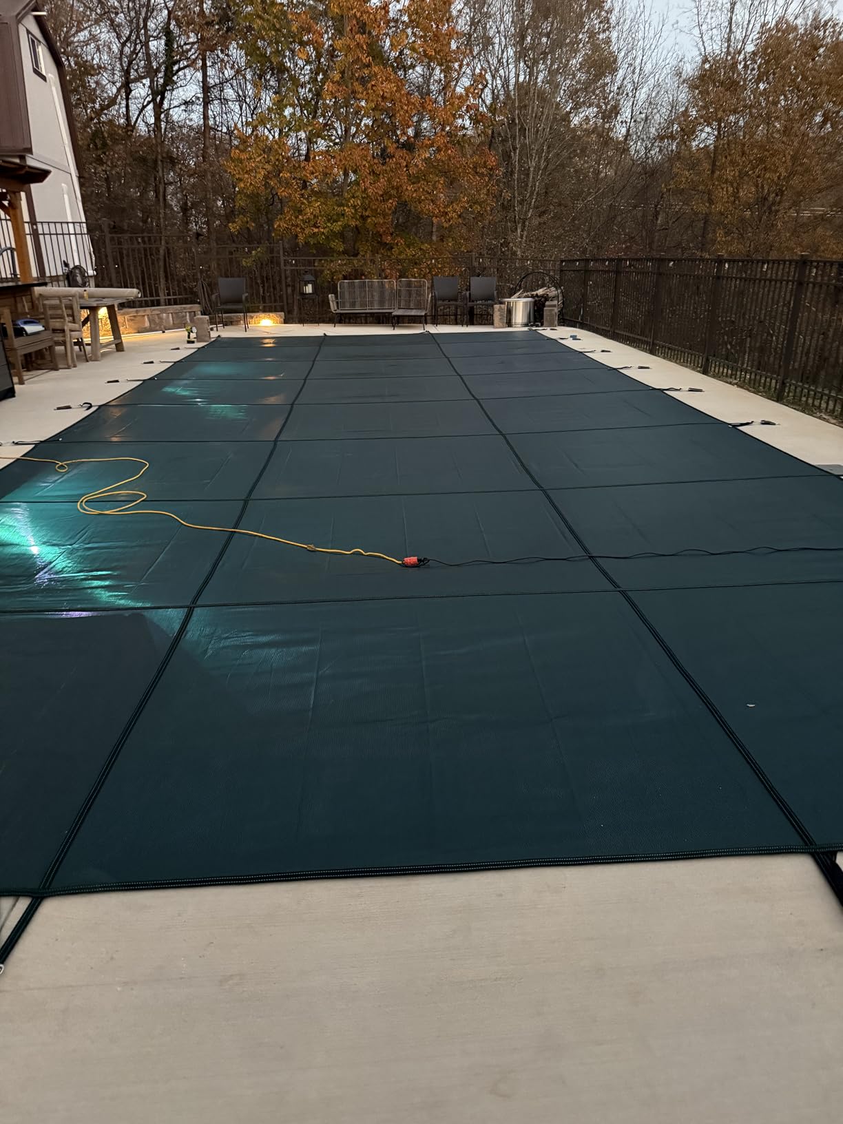 Inground Pool Cover Safety Fits 16x32ft Rectangle Swimming Pool, Mesh Solid Pool Cover for Inground Pools, Winter Pool Safety Cover Includes Safety Net and Installation Tools customer photo 1