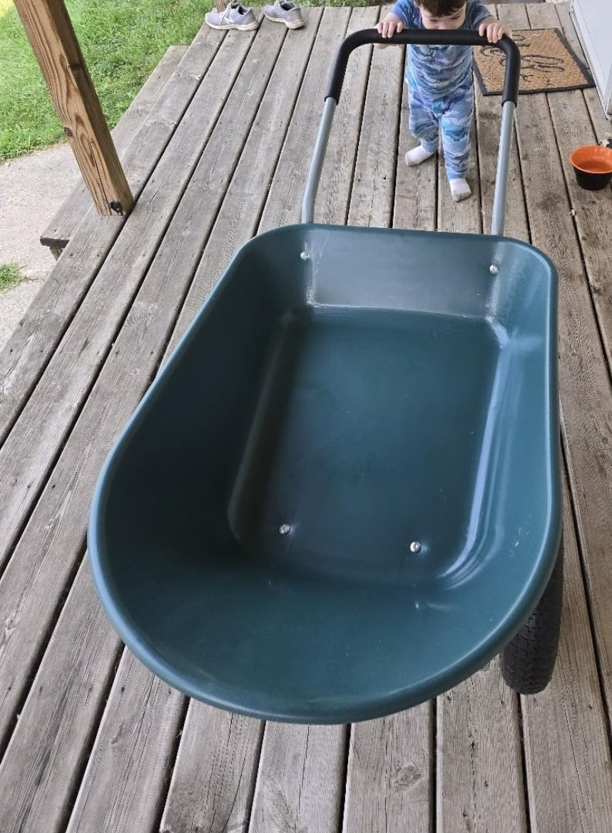 Upgrade 2 Wheel Wheelbarrow, Yard Cart with Padded Handlebar, 14 Inch Pneumatic Tires for High Stability, Ideal for Moving Soil, Plant Shrub, Gardening Tool, Easy Assembly customer photo 1