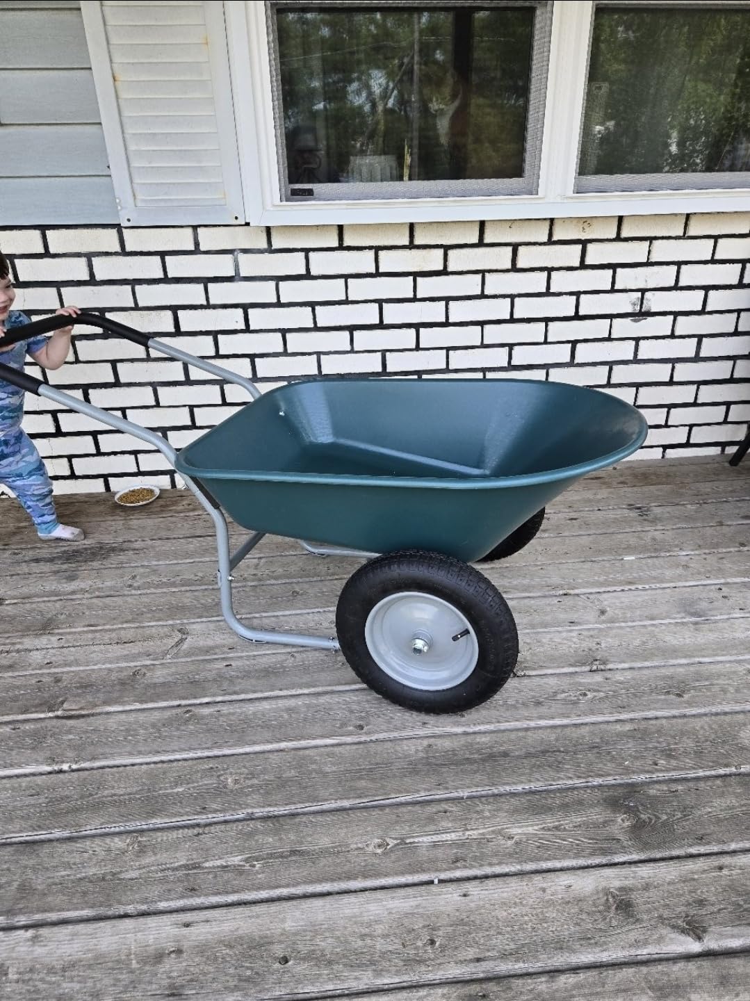 Upgrade 2 Wheel Wheelbarrow, Yard Cart with Padded Handlebar, 14 Inch Pneumatic Tires for High Stability, Ideal for Moving Soil, Plant Shrub, Gardening Tool, Easy Assembly customer photo 2