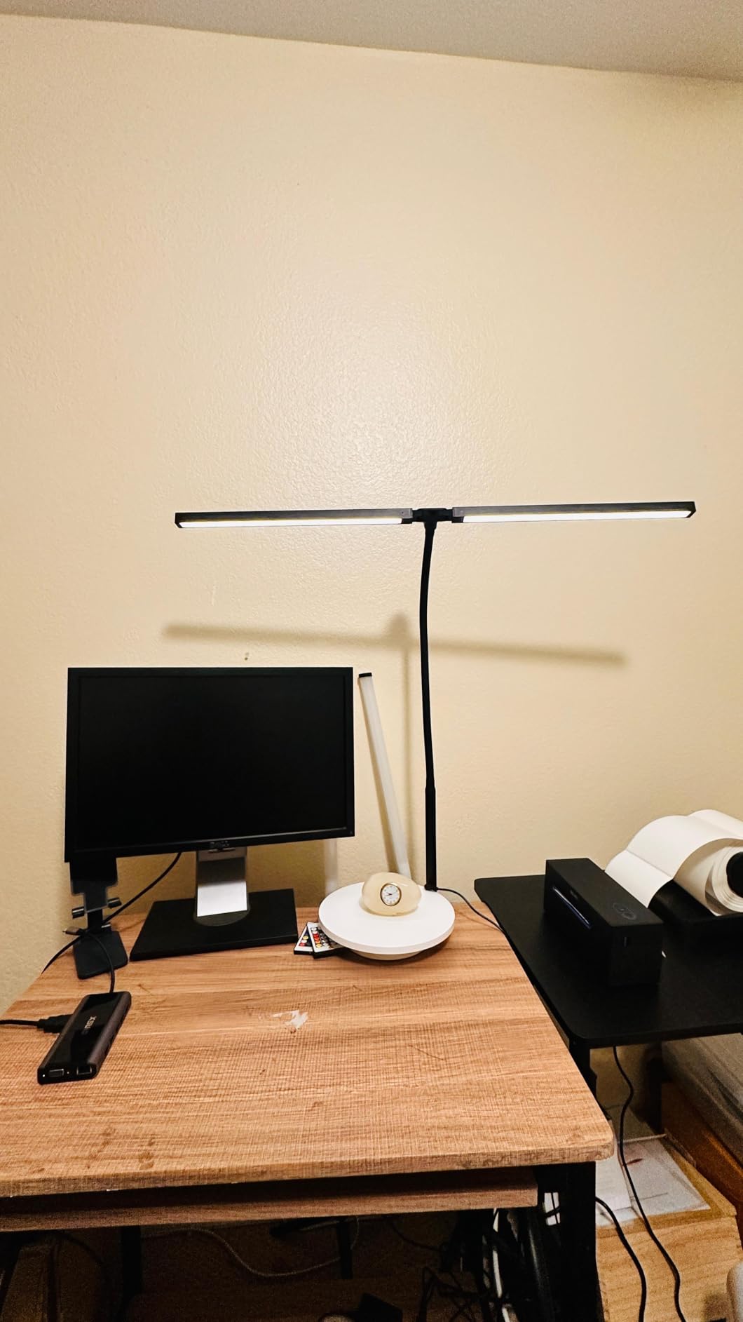 Led Desk Lamp with Clamp: Architect Desk Lamp for Home Office, Eye Caring Double Head Computer Monitor Work Desk Light with Remote Control - 24W Flexible Dimmable Desktop Table Lamp White customer photo 1