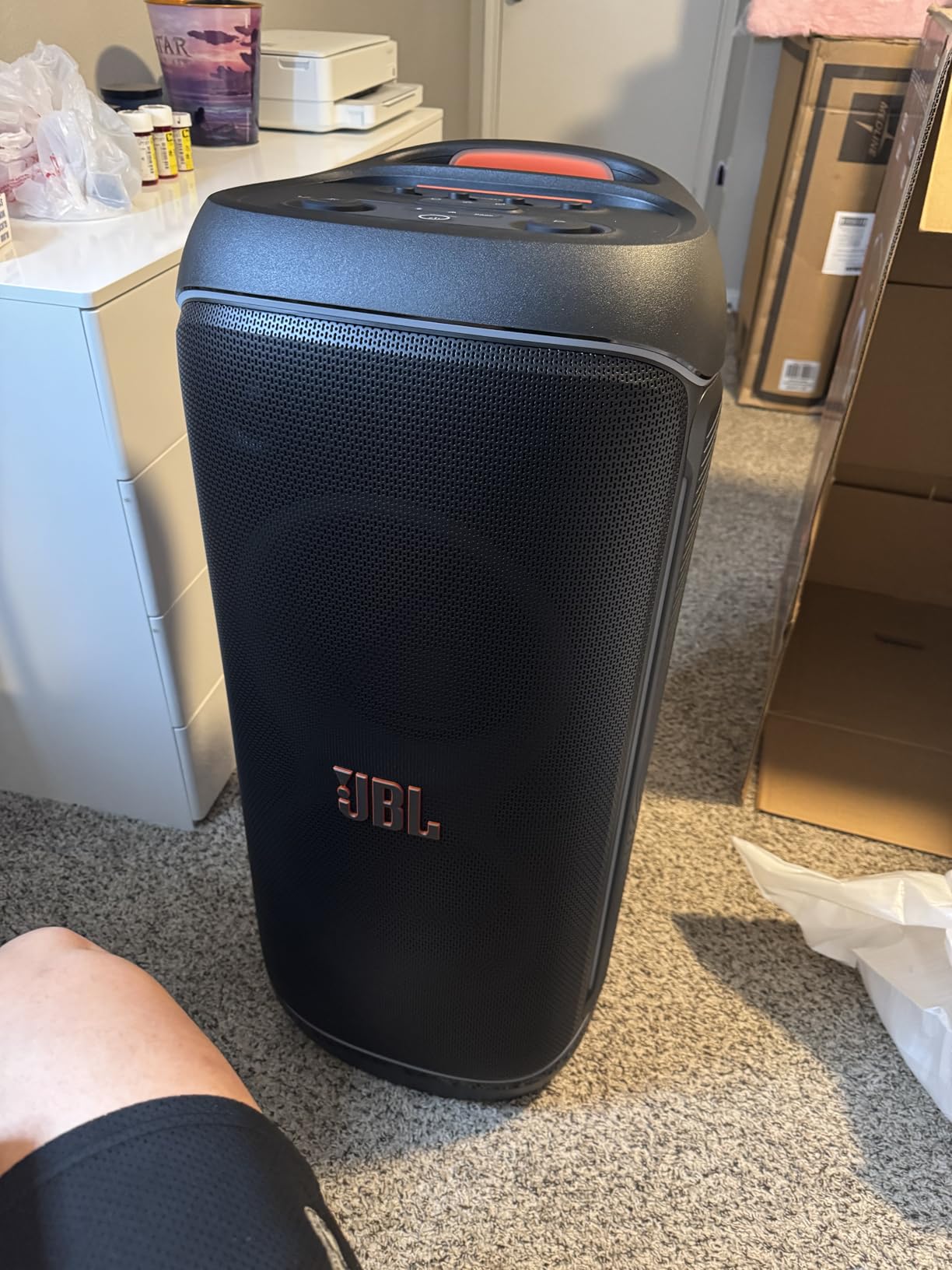 Partybox Ultimate - Multi Purpose Party Speaker, with Wi-fi & Bluetooth Connectivity, Wireless, Lightshow, IPx4 Slashproof, Dual Mic & Guitar Inputs, Handle & Sturdy Wheels, Black customer photo 2