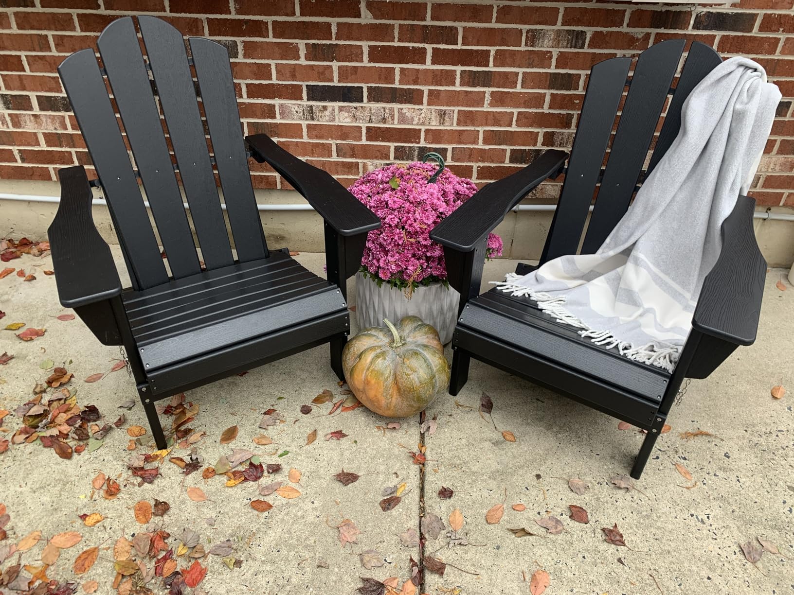 Folding Adirondack Chair Set of 2, HDPE All-Weather Adirondack Chair, Navy customer photo 1