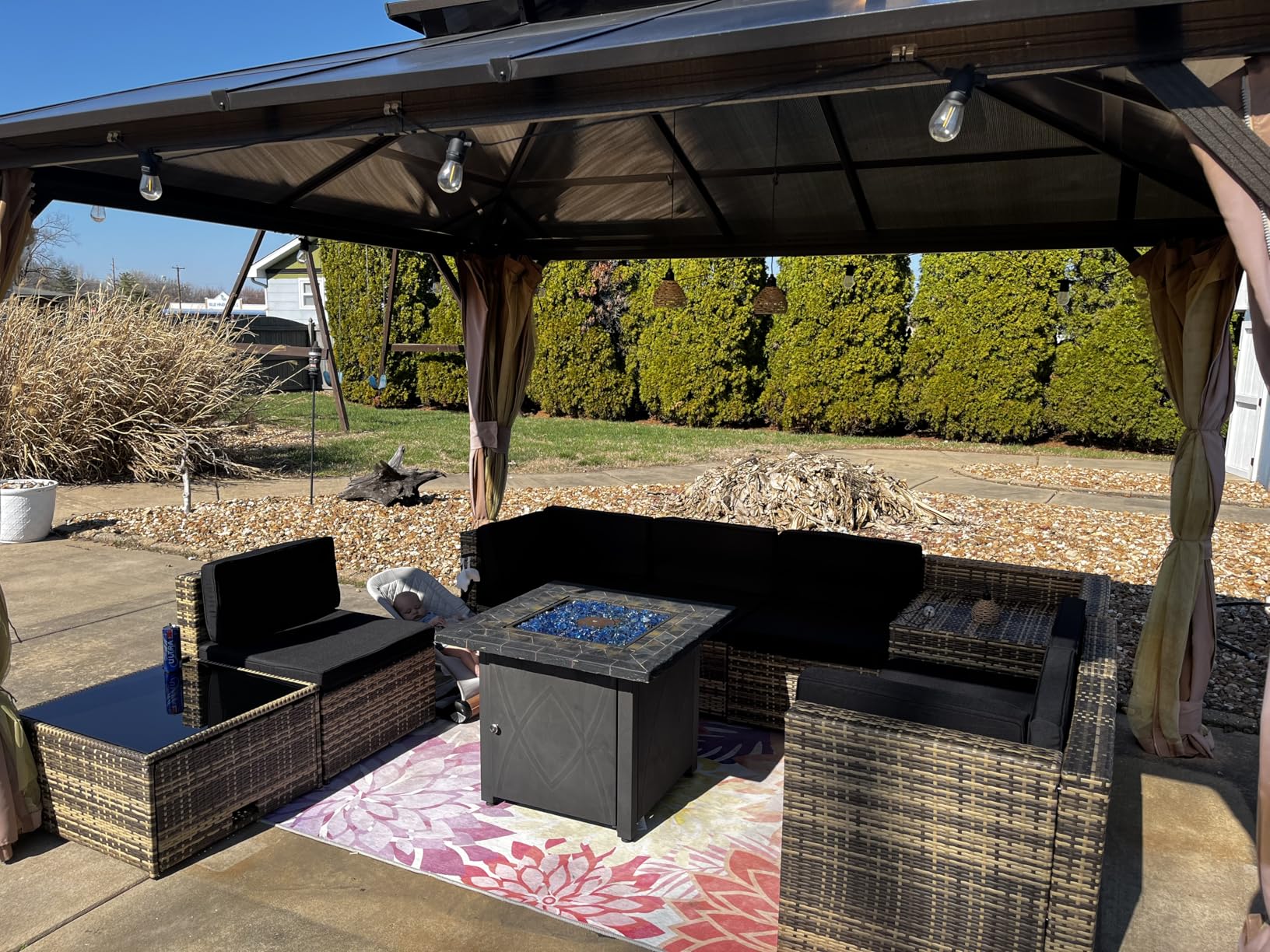 KROFEM 4 Piece Patio Furniture Set, Outdoor Wicker Conversation Set customer photo 1