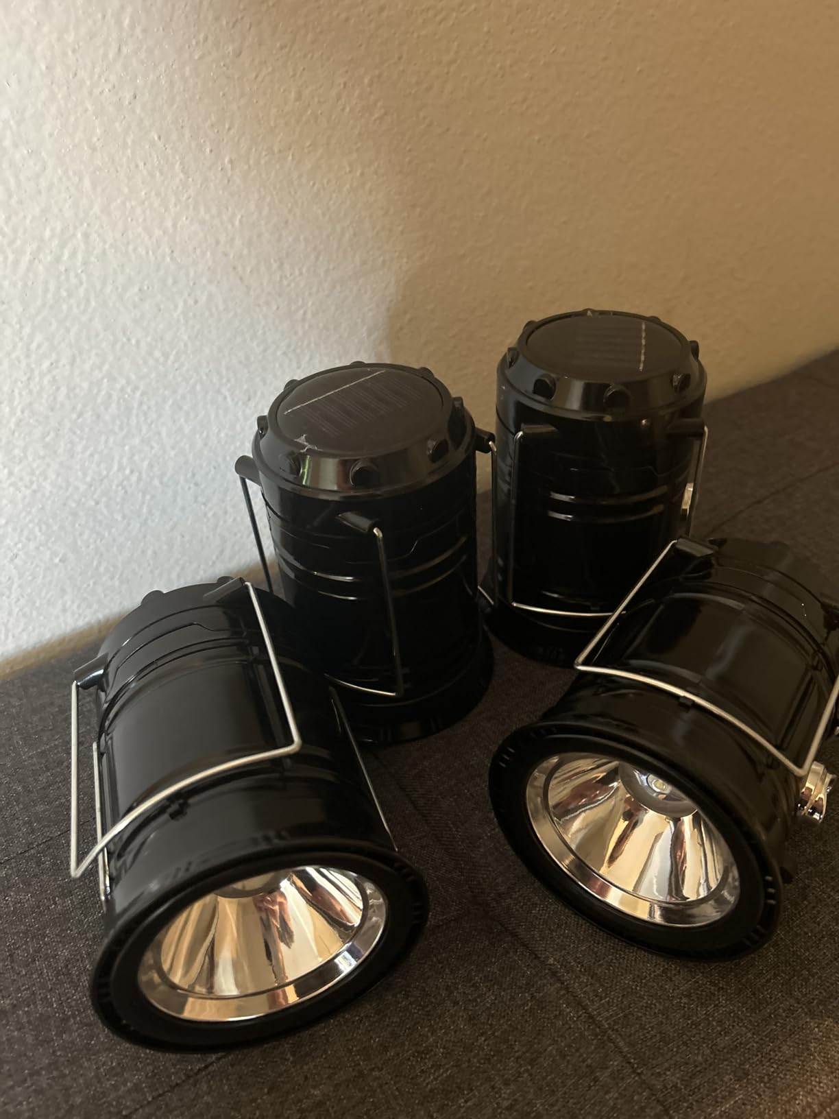 DIBMS 4-Pack Solar Camping Lantern, Collapsible LED Solar USB Rechargeable Lantern Flashlight Emergency Hanging Lights for Camping Hurricanes Power Outages Indoor Outdoor customer photo 2