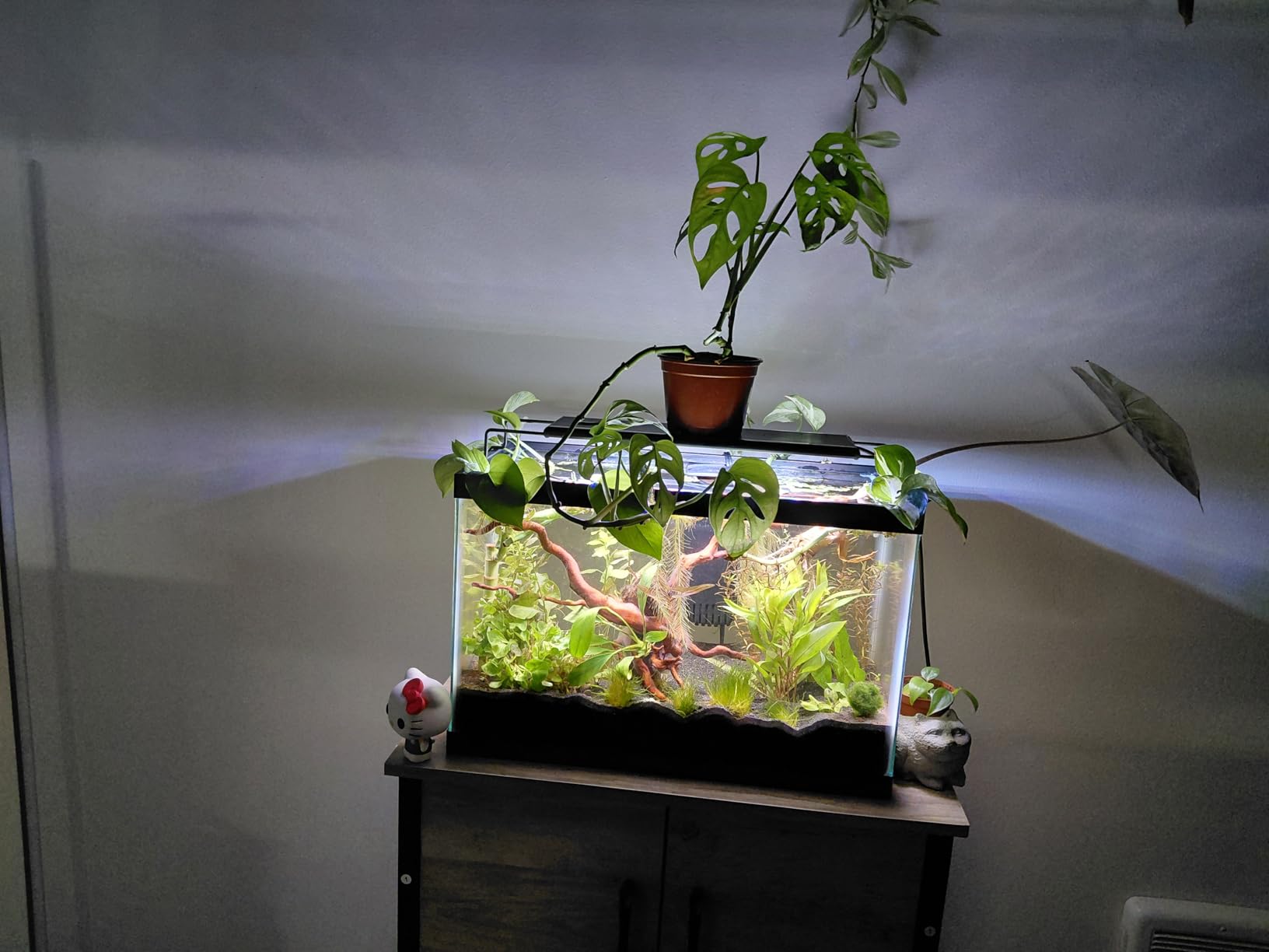 5-10 Gallon Fish Tank Stand, Metal Double Aquarium Stand with Cabinet for Fish Tank Accessories Storage, Heavy Duty 20.5
