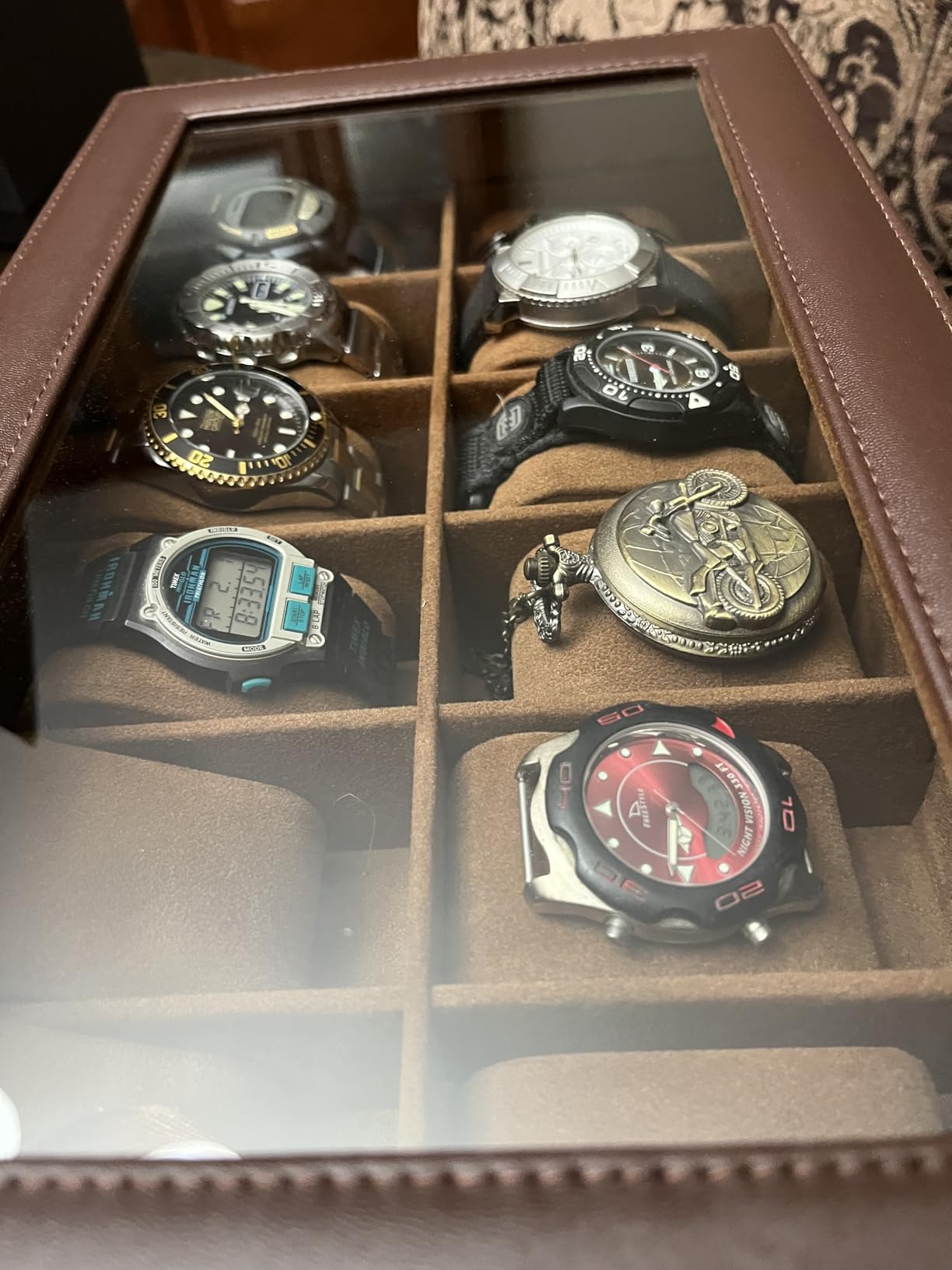 ProCase Watch Box Organizer, 12 Slot Watch Display Case With Glass Lid, Watch Storage Holder Mens Watch Case, Anniversary Birthday Valentine Gifts for Men Women -12 Slot, Brown customer photo 2