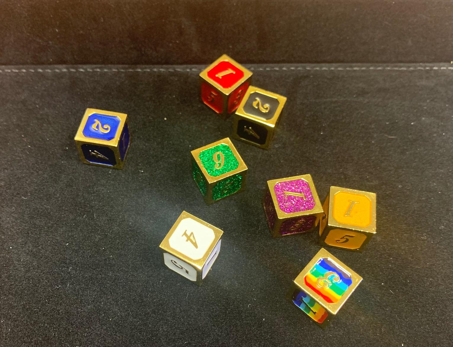 Metal Dice Set D&D, DNDND 7 PCS Flower Metallic DND Dice Set with Grogeous Gift Case for Dungeons and Dragon Tabletop Game (Matte Black with Pink Flower) customer photo 2