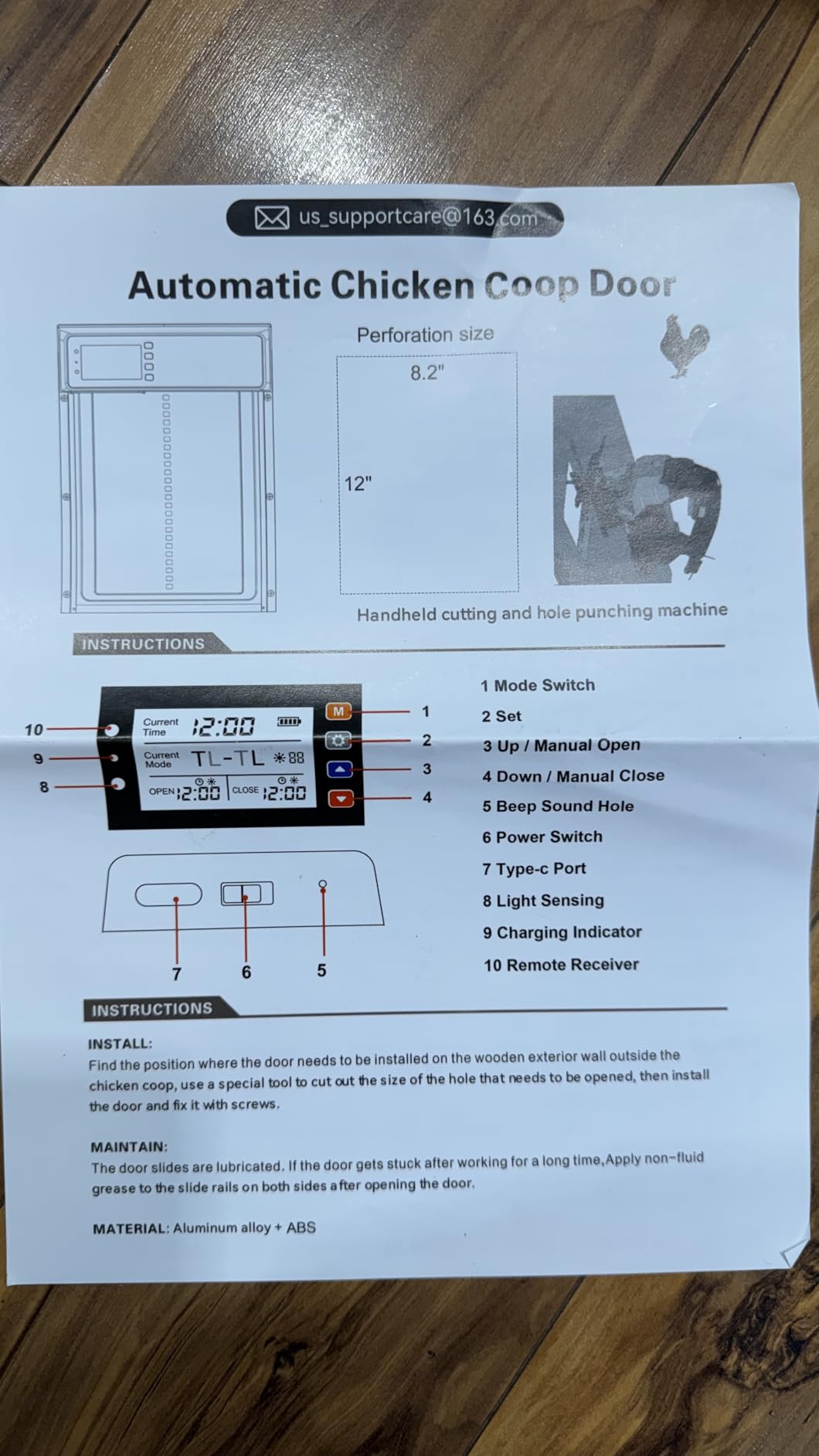 Automatic Chicken Coop Door Solar Powered, LCD Display Automatic Chicken Door with Timer & Light Sensor, Aluminum Alloy Chicken Door with Remote Control & 4 Modes customer photo 1
