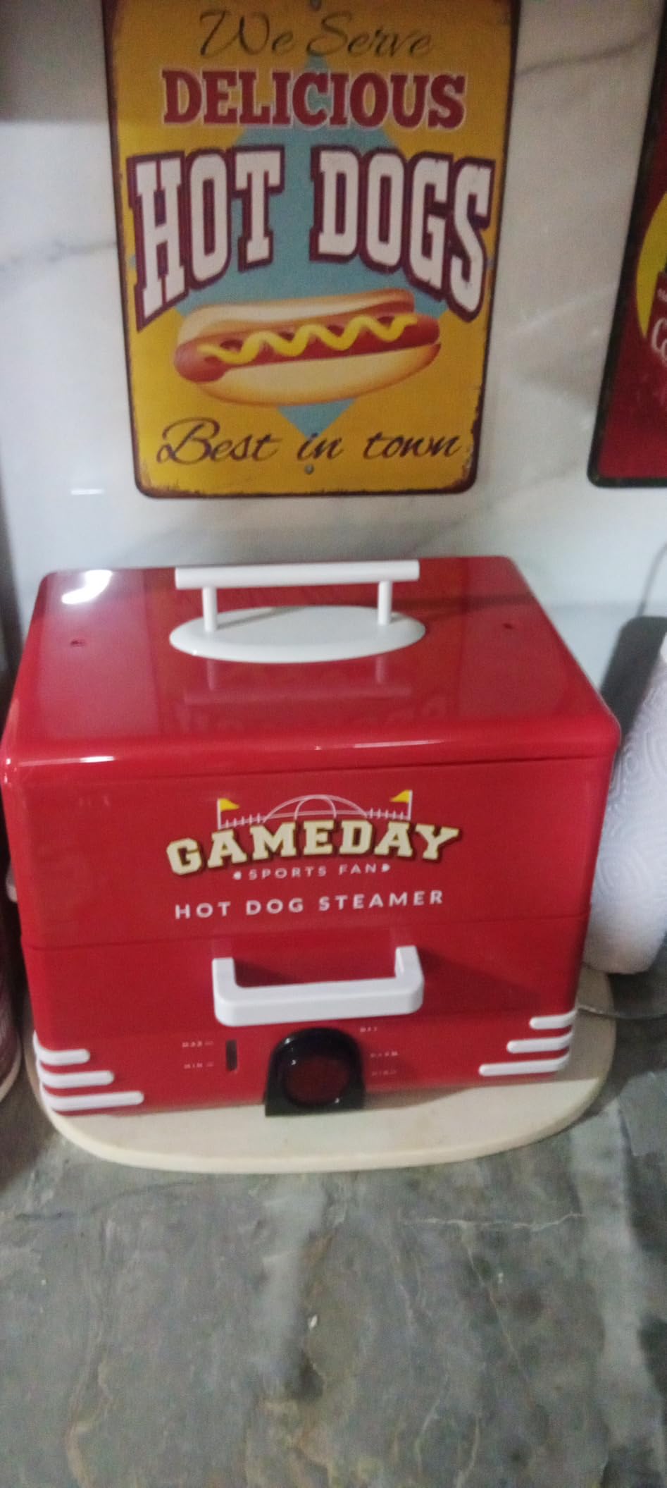 Nostalgia, Game Day Hot Dog Steamer and Bun Warmer, Fits 20 Dogs and 8 Buns, Steams Pot Stickers, Veggies, Potatoes, and Other Appetizers or Toppings customer photo 1