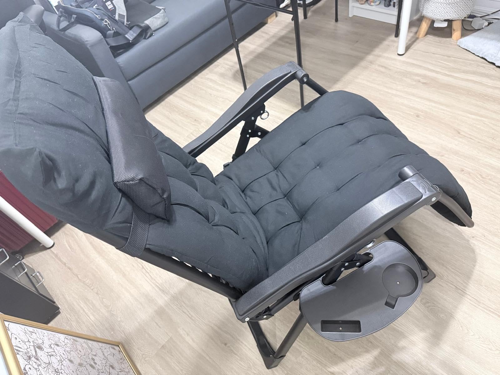 Suteck Zero Gravity Chair, Reclining Camping Lounge Chair w/Removable Cushion, Upgraded Lock and Cup Holder, Reclining Patio Chairs Folding Recliner for Indoor and Outdoor customer photo 2