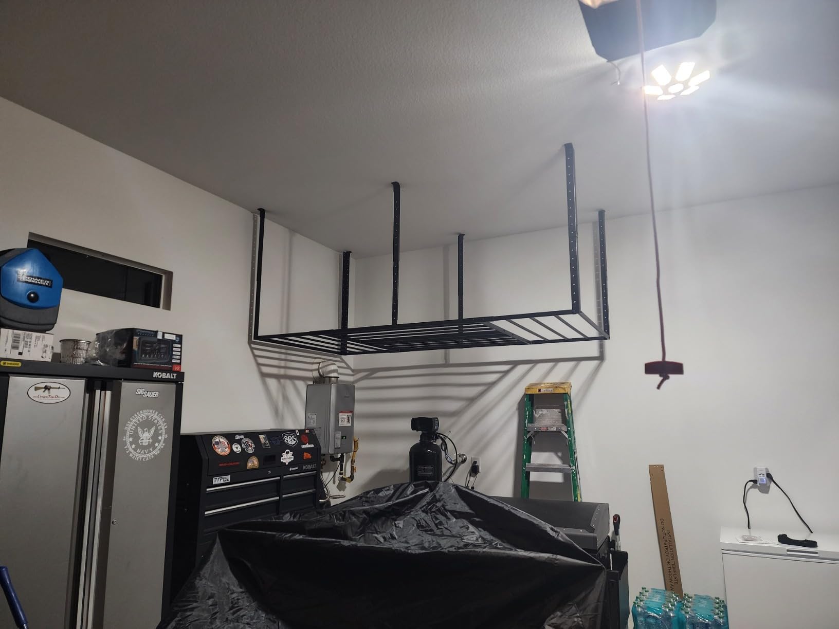 StoreYourBoard 4 x 8 Overhead Garage Storage Rack, Ceiling Shelf Overhead Organization, Heavy Duty Steel Platform Holds 700 lbs, 96 in. x 48 in. x 40 in. customer photo 1