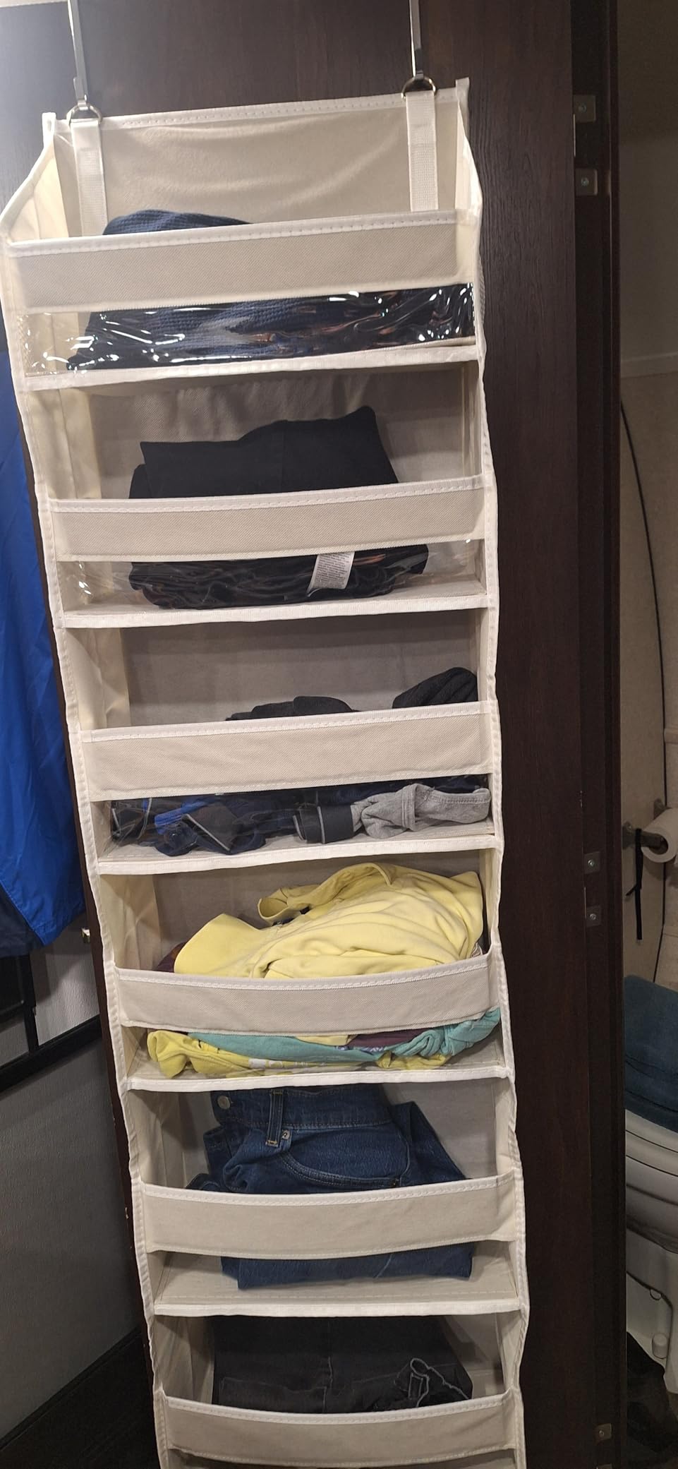 ULG Over The Door Organizer with 6 Large Pockets 12 Side Pockets, 50lbs Weight Capacity Door Hanging Organizer for Bedroom, Bathroom, Pantry, Nursery Storage, Beige customer photo 1