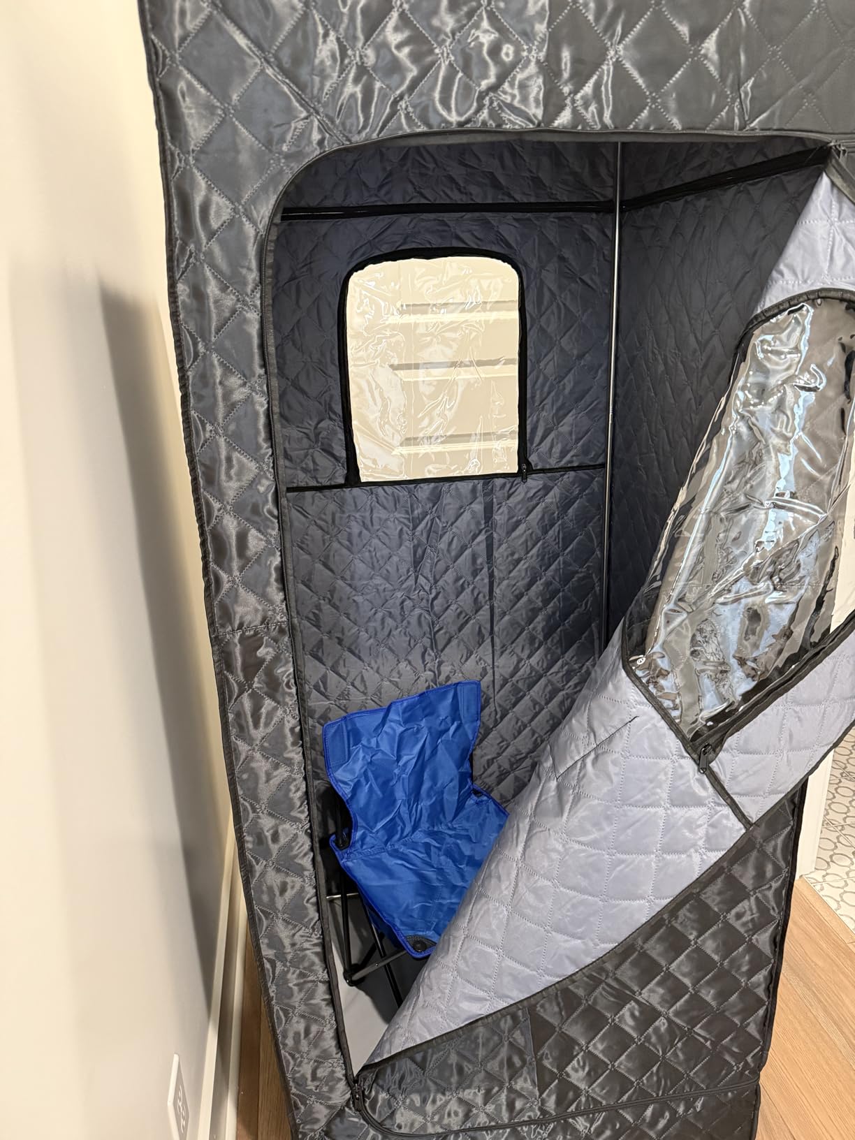 Upgraded Portable Sauna for Home，Relaxation, Steam Sauna for Home with Steamer, Remote Control, Folding Chair, 9 Levels customer photo 2
