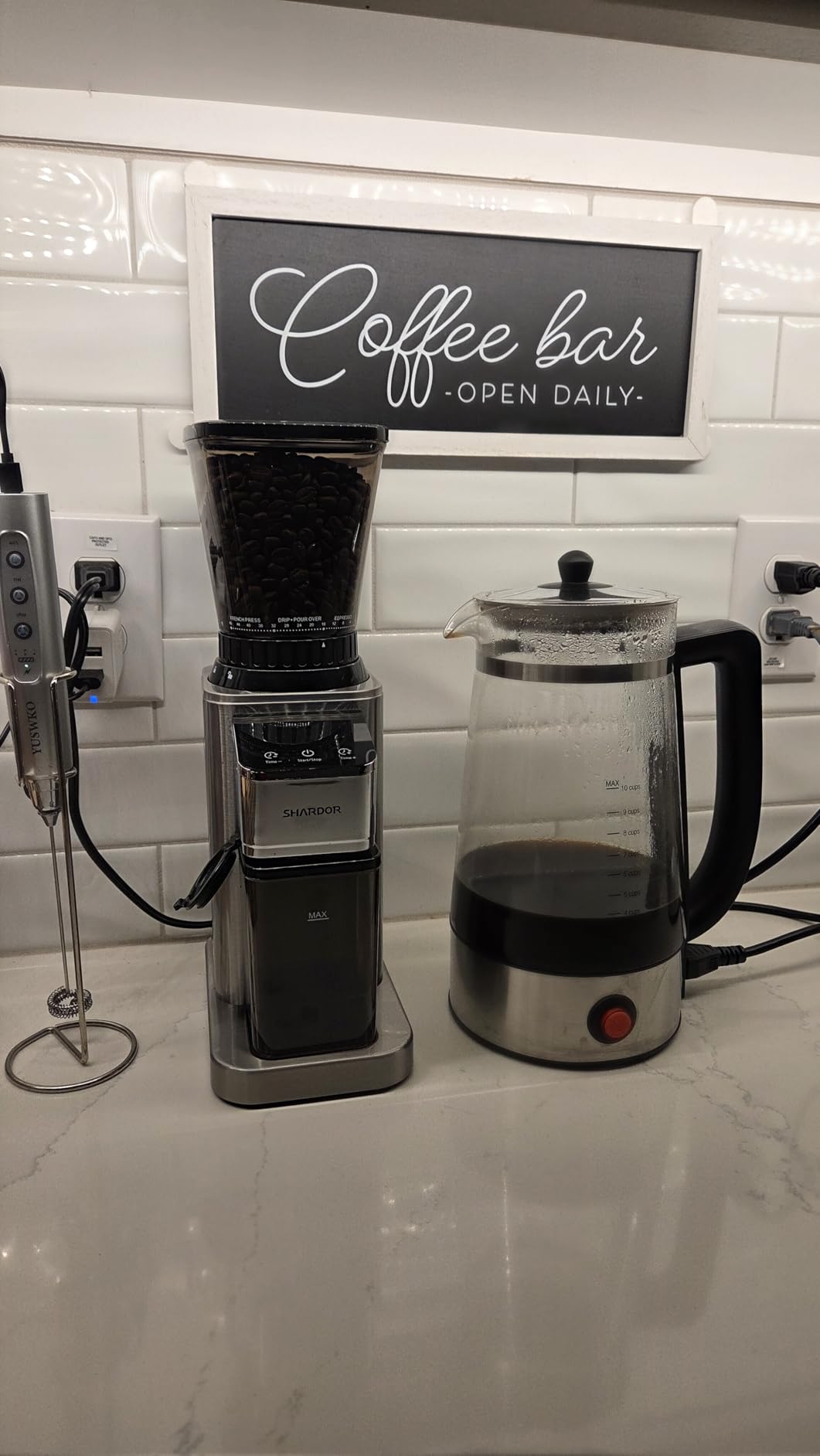 SHARDOR Conical Burr Coffee Bean Grinder, Anti-Static, 48 Settings, Silver | Electric Grinding, Stainless Steel, LCD Touchscreen, Precision Timer, Detachable Parts, Low Speed, 150W Motor, 9.7 oz Hopper customer photo 1