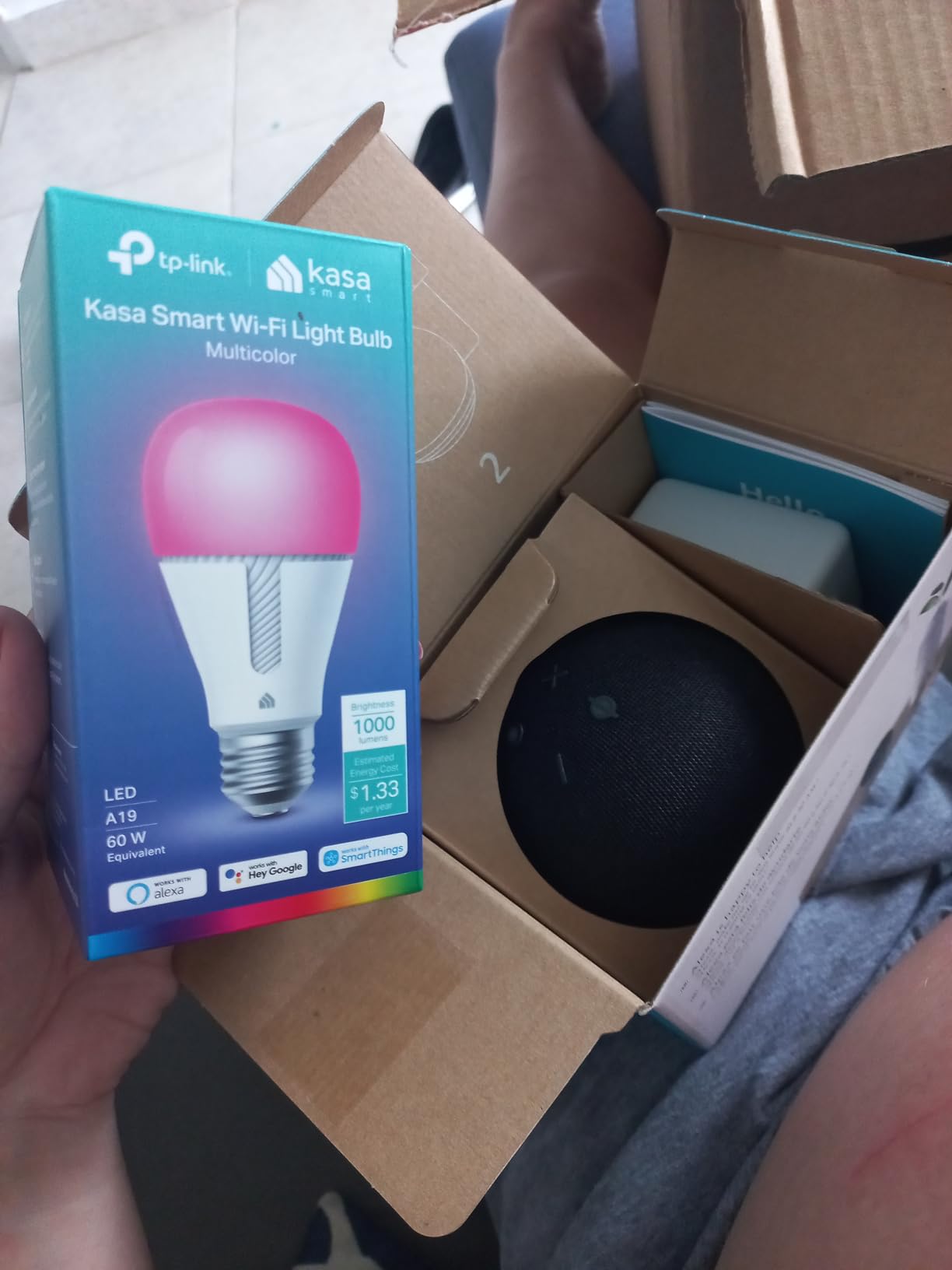 Echo Dot (5th Gen, 2022 Release) in Charcoal bundle with TP-Link Kasa Smart Color Bulb customer photo 1