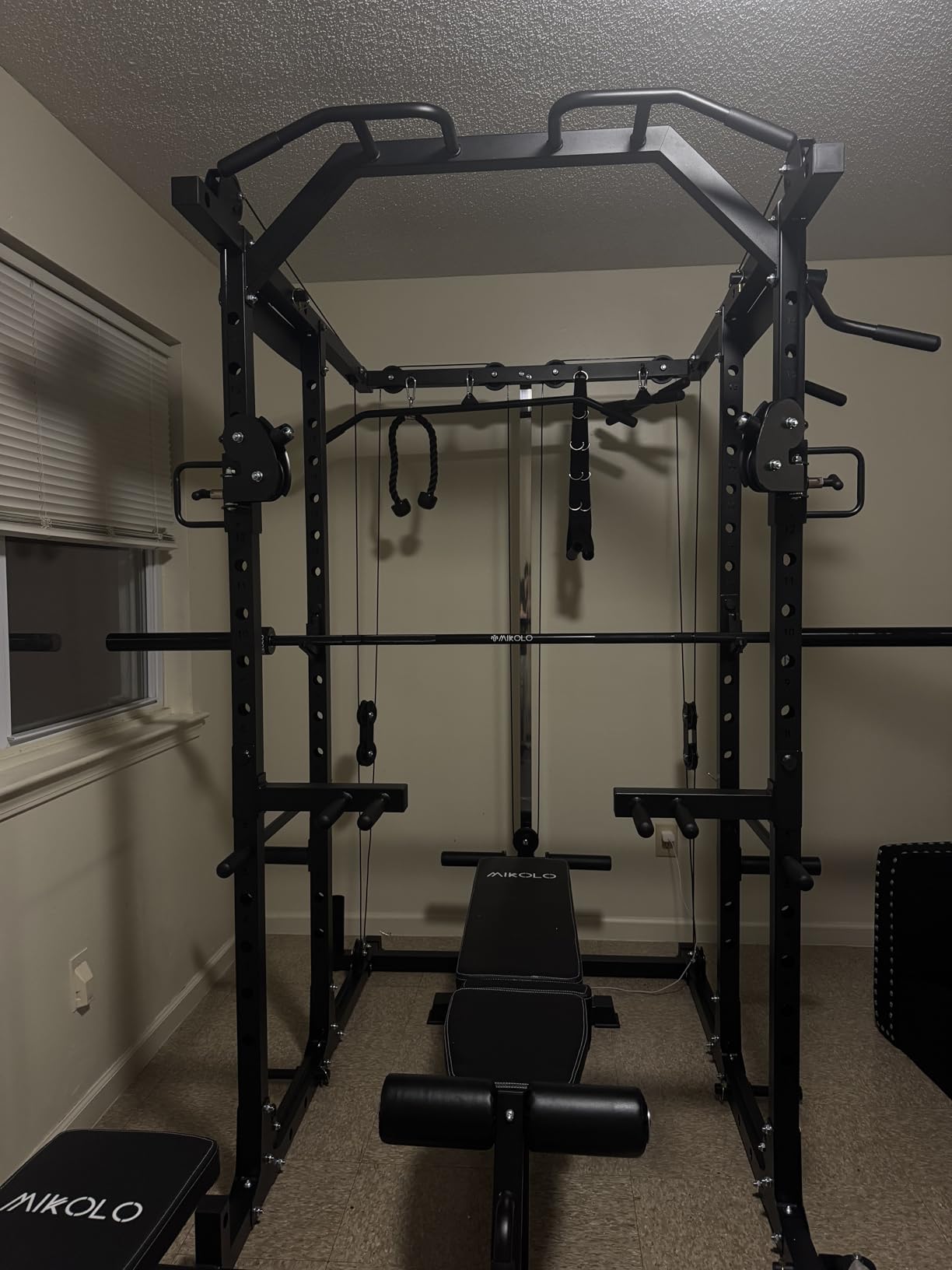 Mikolo Power Cage, Power Rack with Cable Crossover System, 1500LBS Squat Rack with LAT Pull Down System customer photo 1