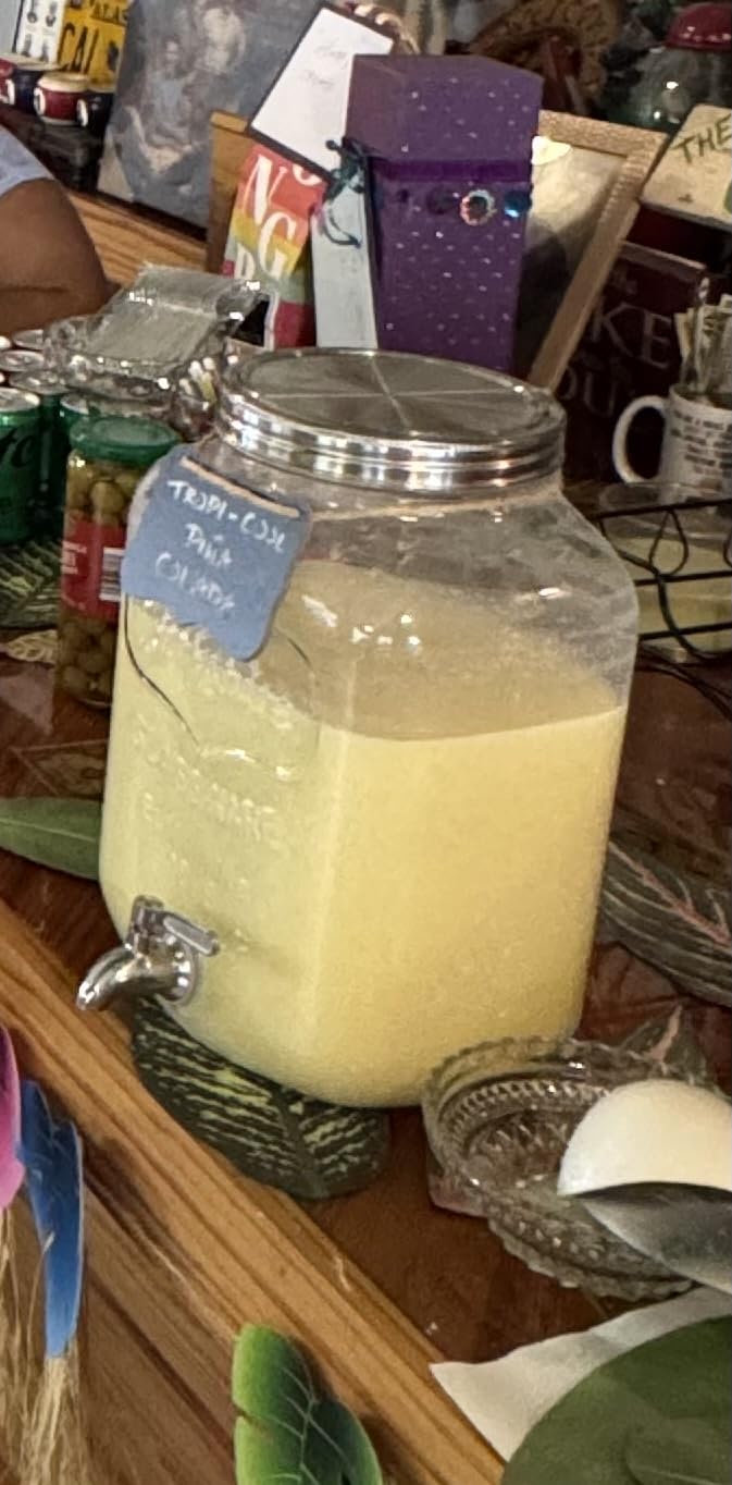 2 Gallon Glass Beverage Dispenser, 18/8 Stainless Steel Spigot and Lid - Glass Drink Dispensers for Parties - Mason Jar Style customer photo 2
