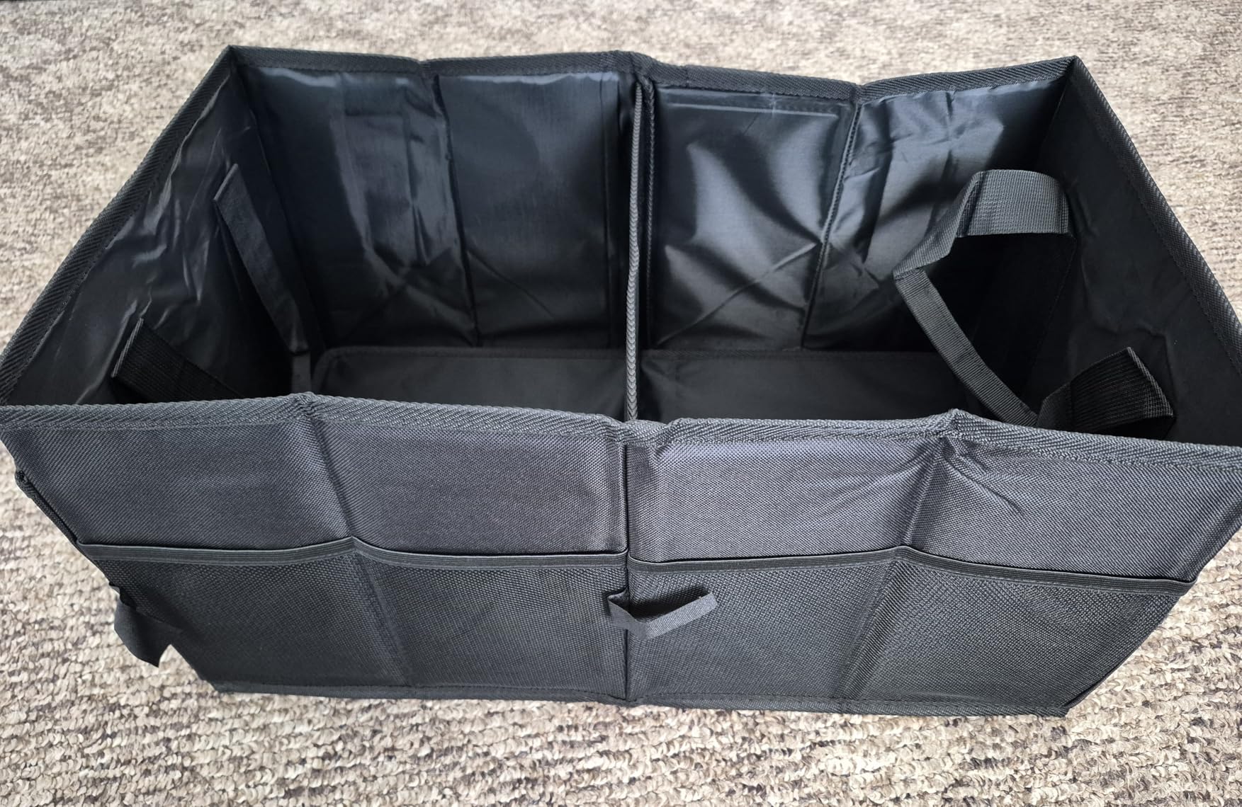 HOTOR Trunk Organizer - Car Organizer, Foldable Trunk organizer for SUVs & Sedans, Sturdy Car Organization for Car Accessories, Tools, Sundries, Black, 2 Compartments, 21.3