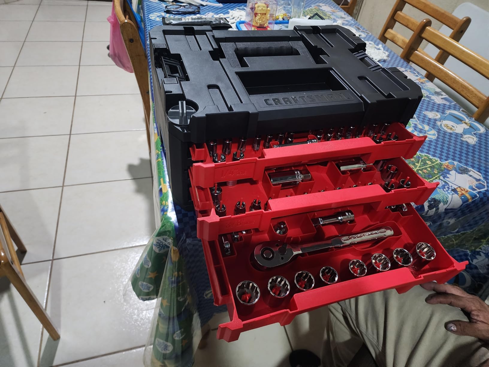230 Pcs Mechanics Tool Set, Socket Wrench Set, Car Tool Kit with VERSASTACK Toolbox, SAE and Metric, 1/4 in, 3/8 in, and 1/2 Drive (CMMT45306) customer photo 1