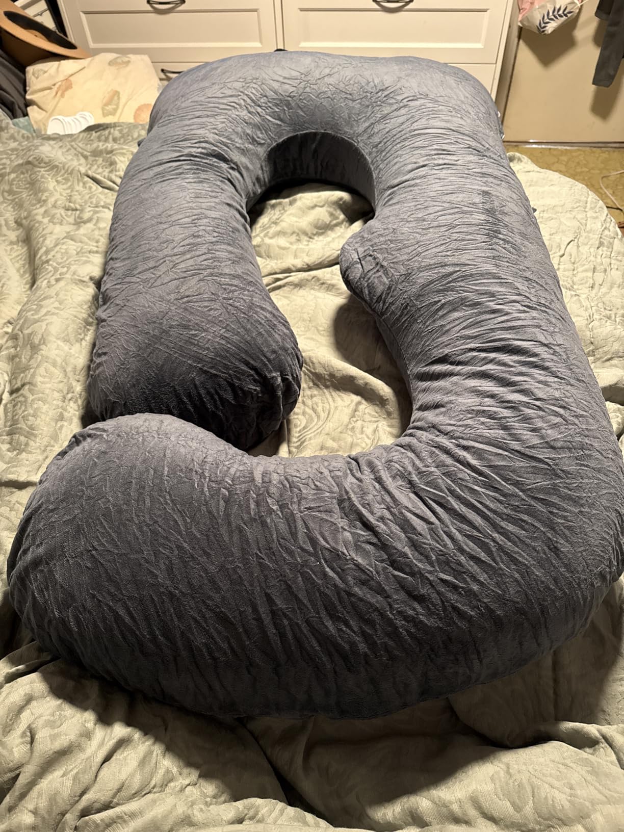 ALLOPERA Pregnancy Pillow, Full Body 57 Inch Maternity Pillow with Removable Washable Cover - Sleep Support for Legs, Back, Neck, Shoulder, HIPS, Belly for Pregnent Women, Black Grey Velvet Cover customer photo 2