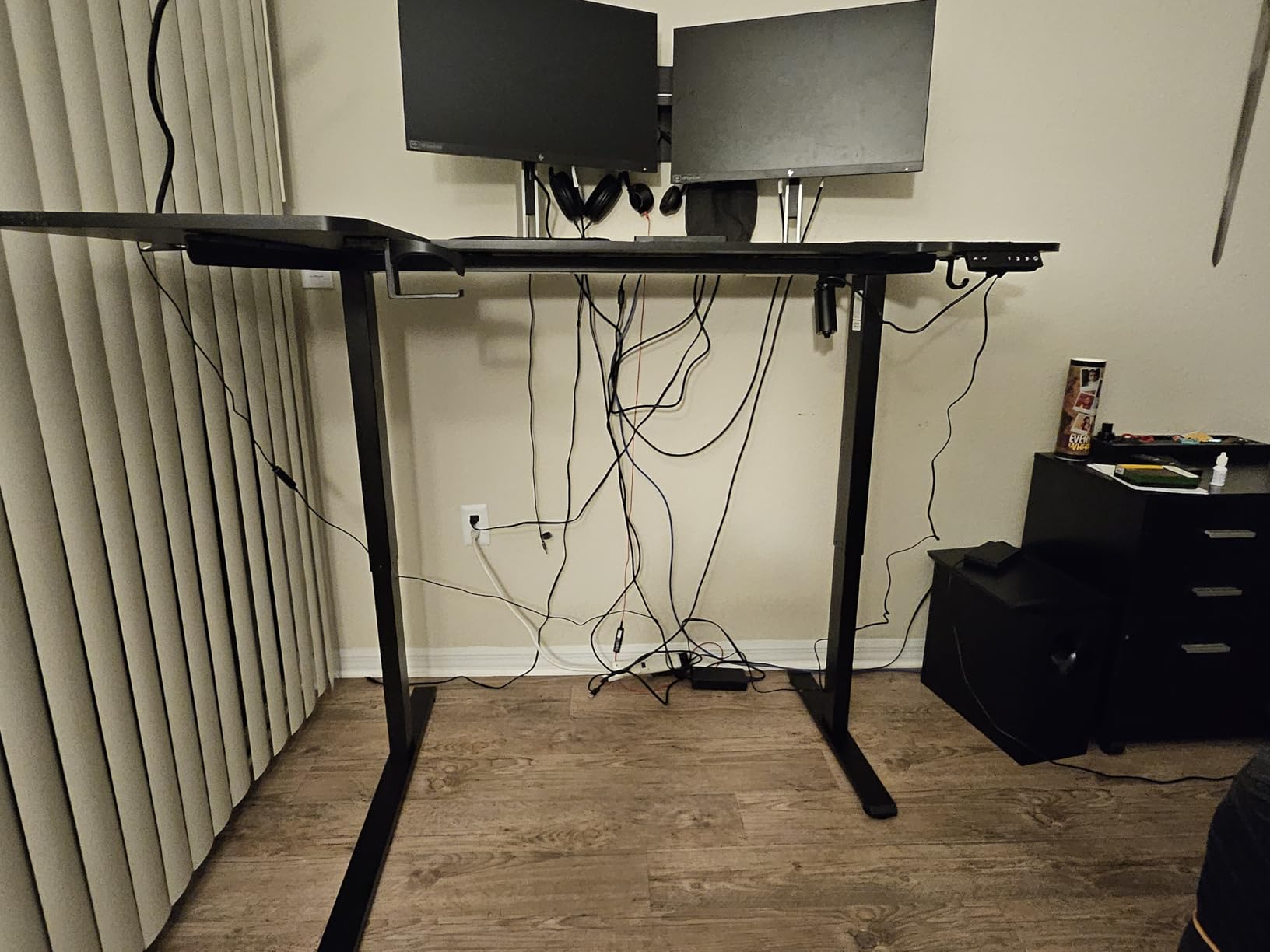 59 Inch L Shaped Standing Desk Electric Adjustable Height, Corner Standing Desk, Electric Sit Stand Table with Reversible Splice Boards for Computer Office Home (Rustic Brown) customer photo 1