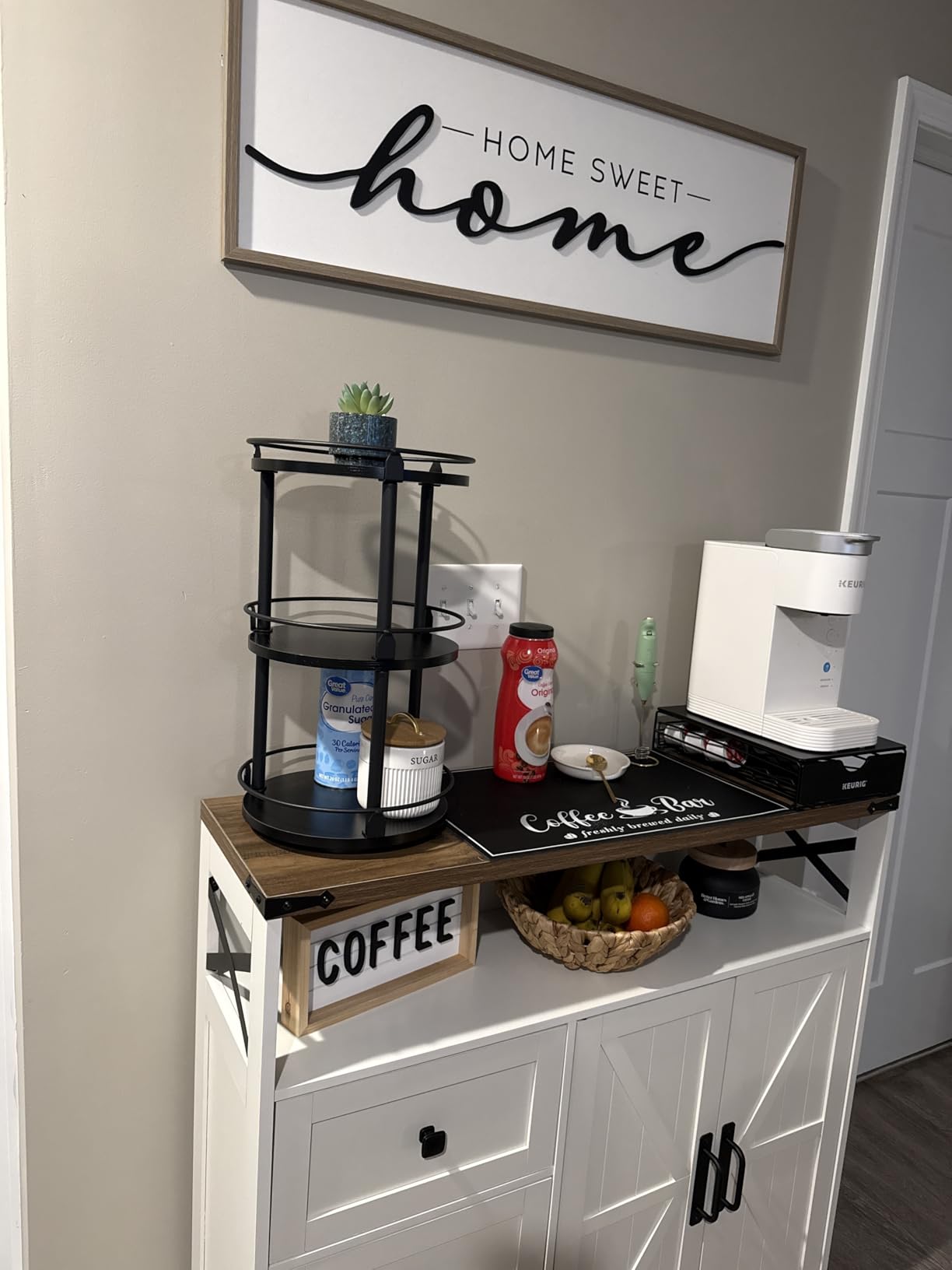 3-Tier Lazy Susan Organizer, Rotating Spice Rack, Spinning Organizer, Industrial Turntable Spice Rack Organizer for Cabinet, Kitchen Countertop, Pantry, Rustic Brown and Black SR23BR customer photo 1