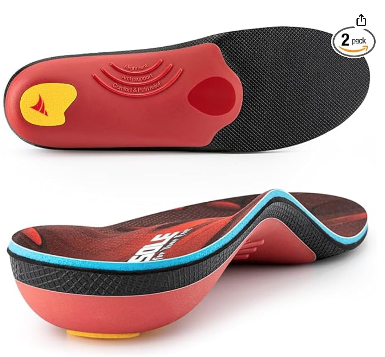 VALSOLE 250+ lbs Plantar Fasciitis High Arch Support Insole for Men Women,Heavy Duty Support Pain Relief Orthotics Insert customer photo 1