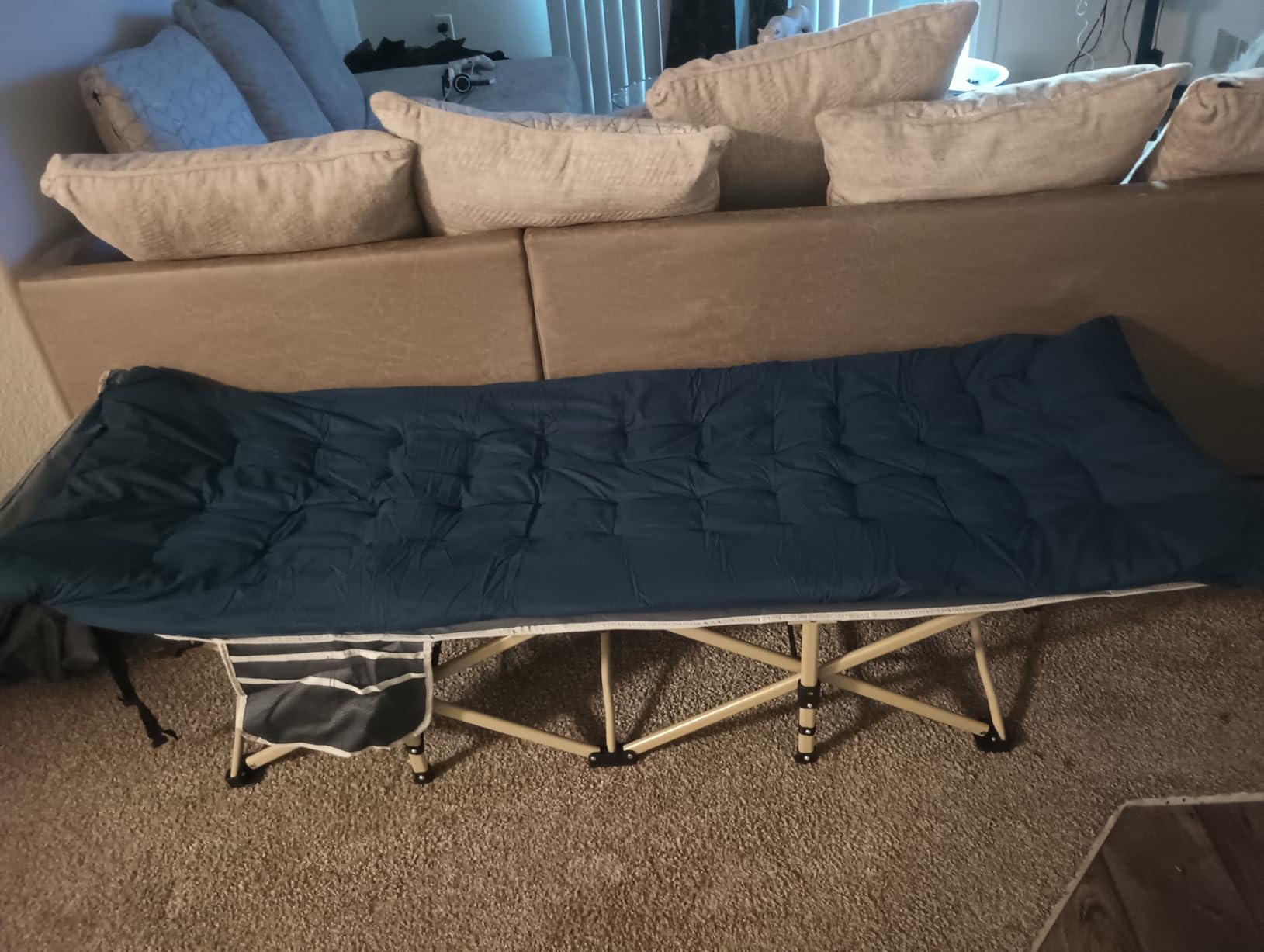 ARAER Camping Cot for Adults, 28in Wide with Mattress (Navy Blue) customer photo 1