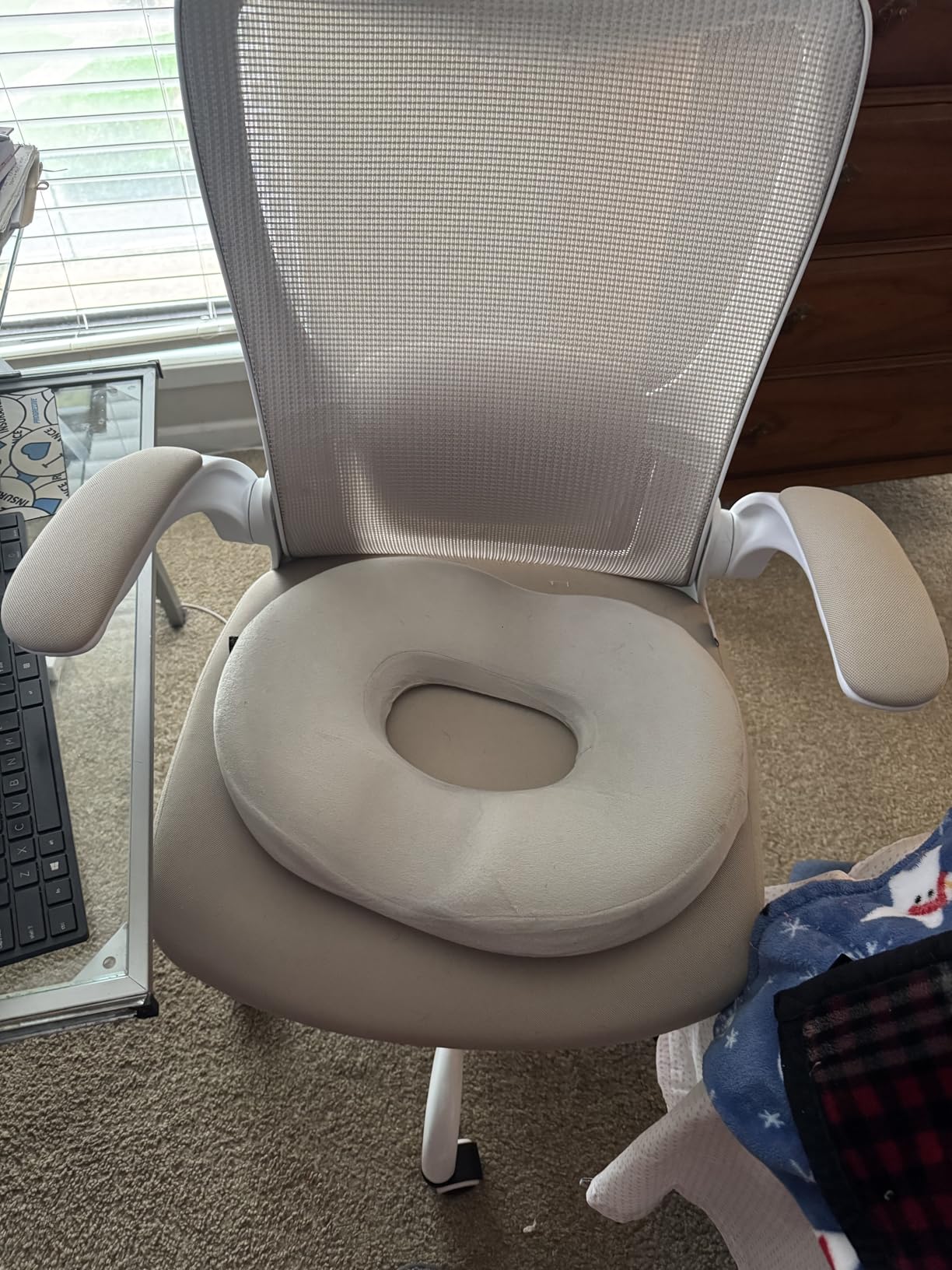 Office Chair, Ergonomic Desk Chair with Adjustable Lumbar Support and Flip up Armrest, Breathable Mesh Computer Chair for Home Office, Khaki customer photo 2