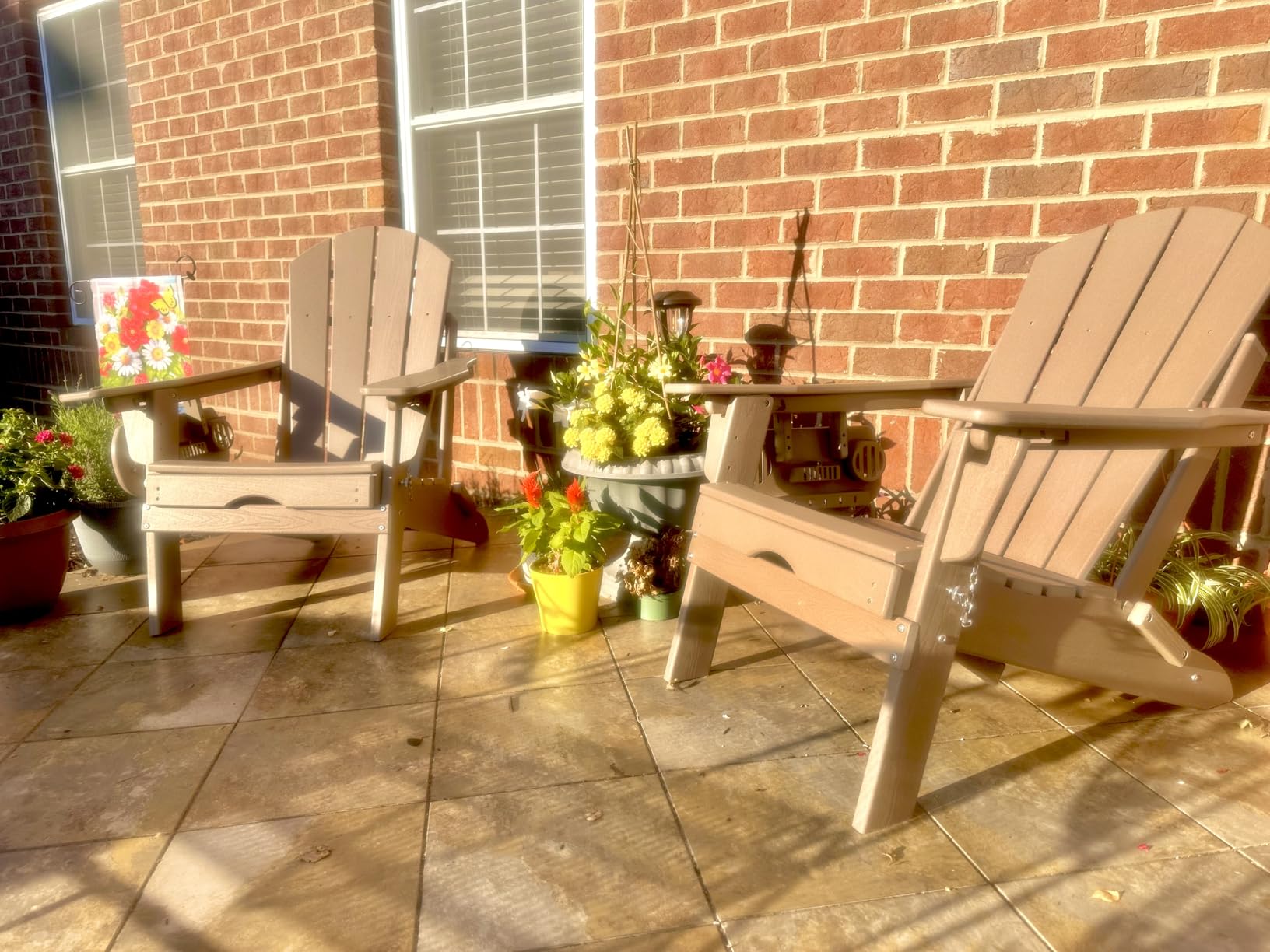 Adjustable Adirondack Chair with Retractable Ottoman Set of 2, HDPE Folding Adirondack Chair with Cup Holder, All Weather Fire Pit Chair for Outdoor customer photo 1