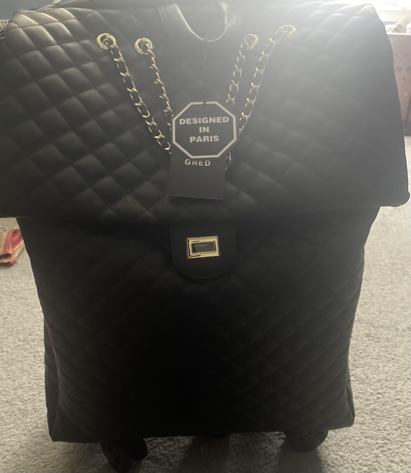 VH&GRED Luxury Carry on Luggage for Women Designer Underseat Carry On Luggage with Wheels Diamond Quilted Leather Carry On Luggage Vintage Style Suitcases with Wheels customer photo 2