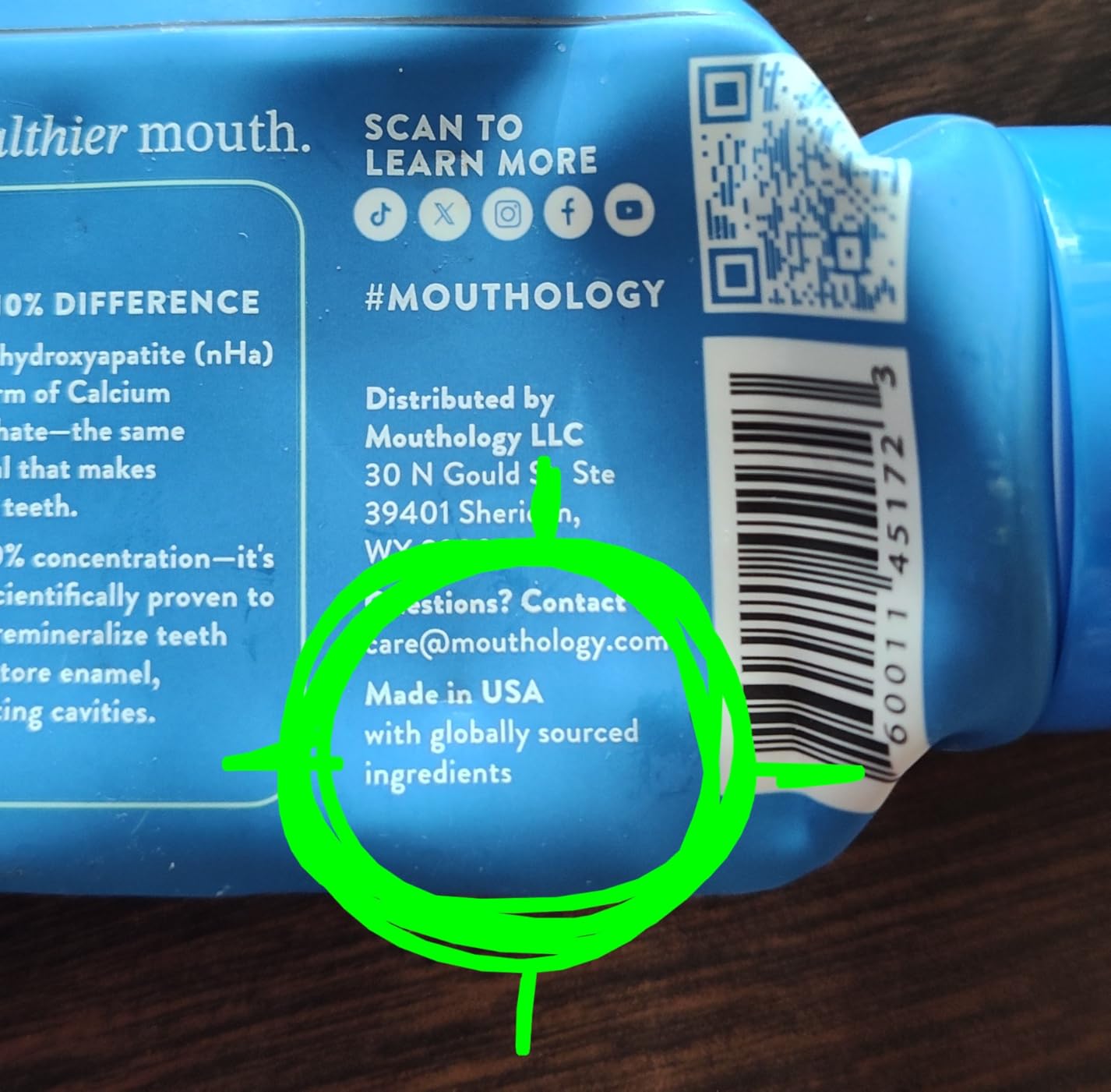 Mouthology 10% Nano Hydroxyapatite Toothpaste (Fluoride Free), Whitening*, Rod Shaped nHa, Xylitol Toothpaste for Adults, Enamel Care*, Sensitive Teeth*, SLS Free, Mint 4oz (USA Made) customer photo 1