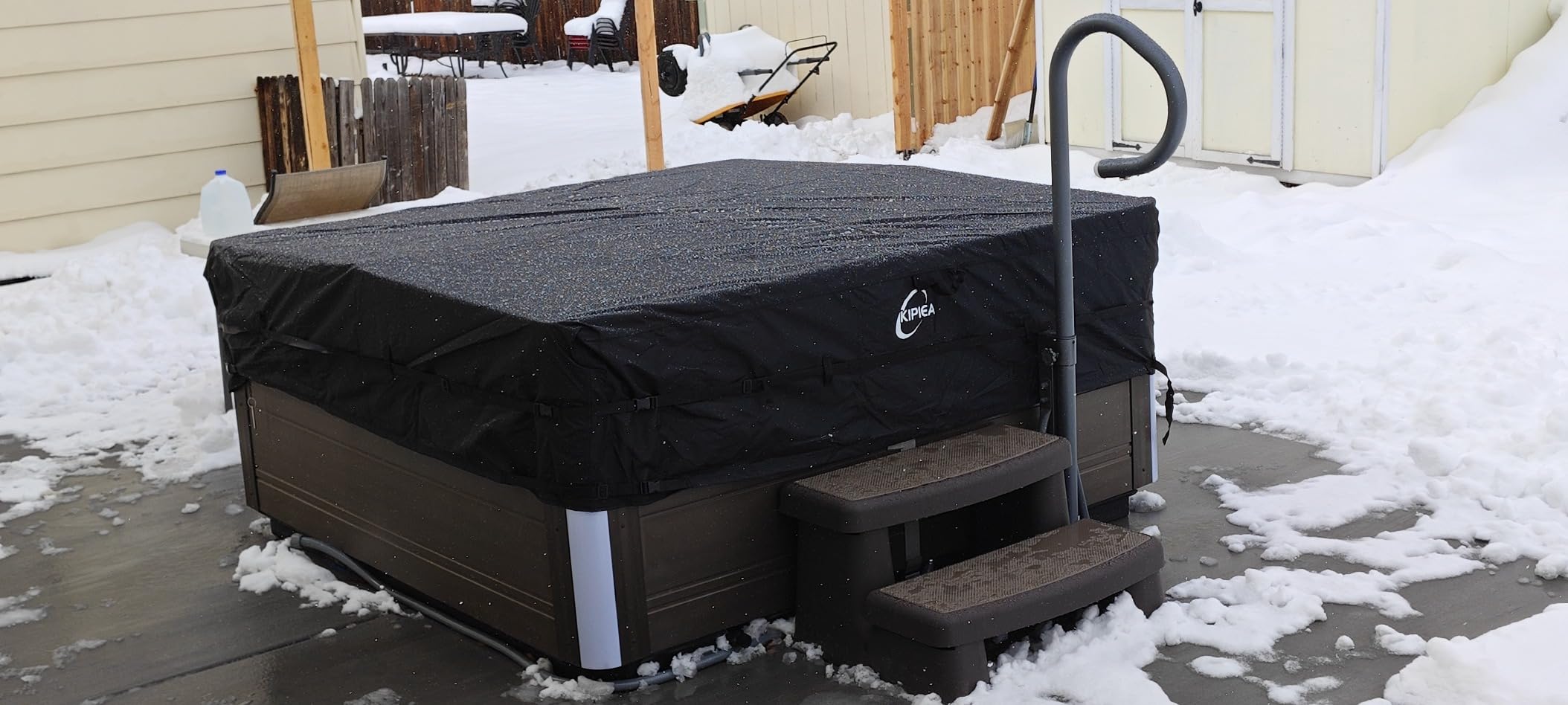 Kipiea 600D Outdoor Waterproof Square Hot Tub Cover Protector, Heavy Duty Polyester SPA Cover UV Protection Cover 85