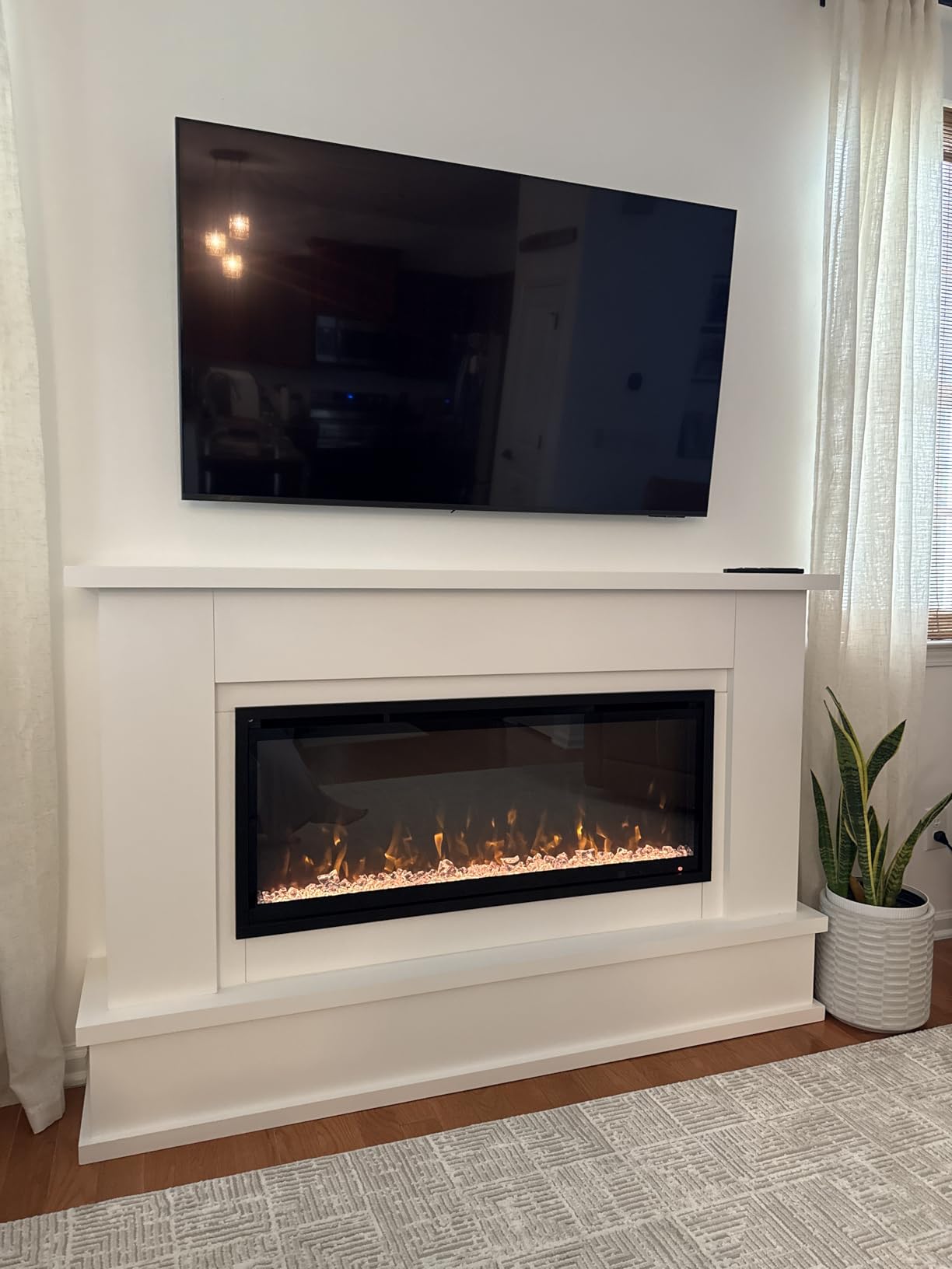 Modern Ember Patton White Mantel Package 64