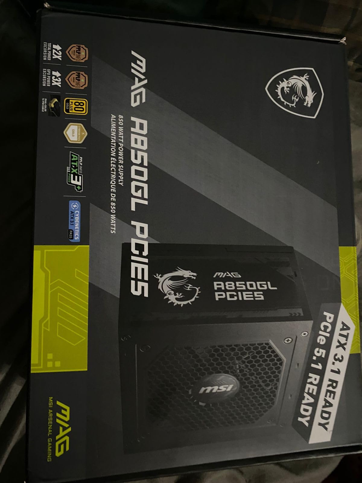 MSI MAG A1000GL PCIE5, Fully Modular Compact Gaming 1000W Power Supply, 80+ Gold, ATX 3.1 & PCIe 5.1 Ready, Native Dual-Color 12V-2x6 Cable, 10 Year Warranty customer photo 2