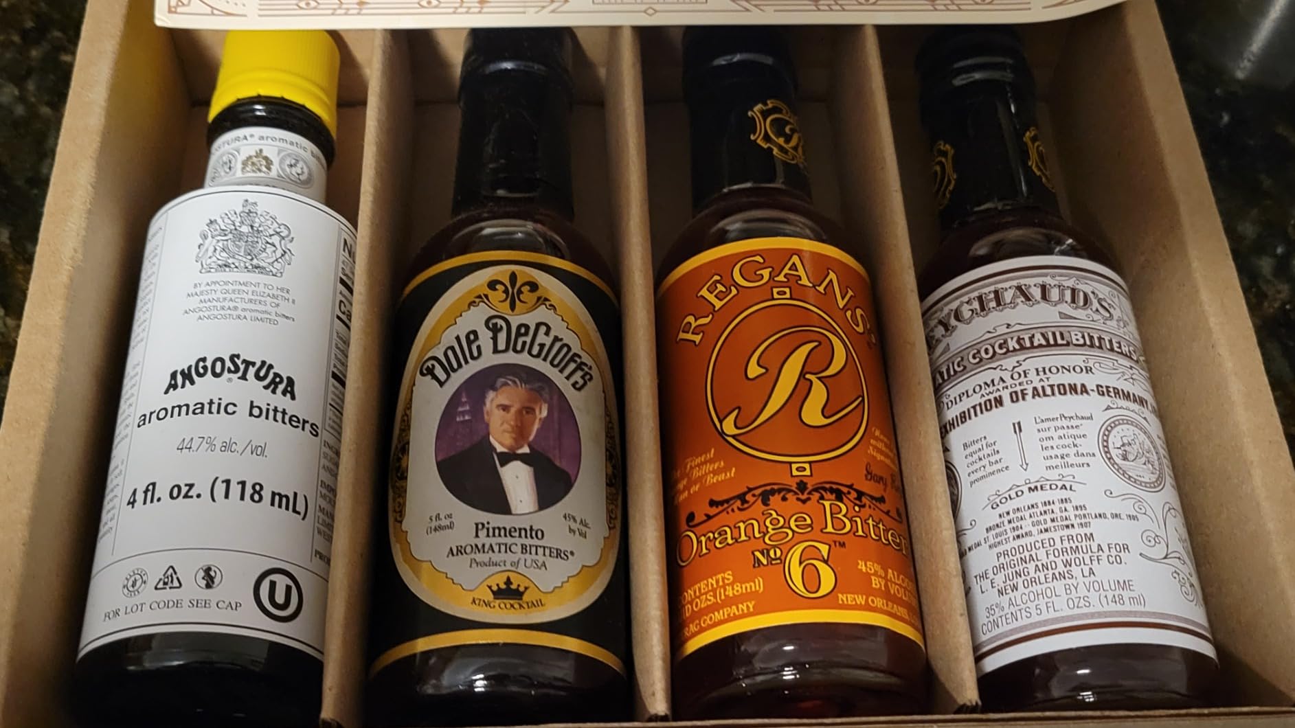 COCKTAILIER Aromatic Cocktail Bitters for Old Fashioned Gift Set | 4 Bottles: Angostura, Peychaud's, Regans' Orange, and Dale DeGroff's Pimento Bitters | Whiskey Bitters Set | Sampler Set customer photo 2