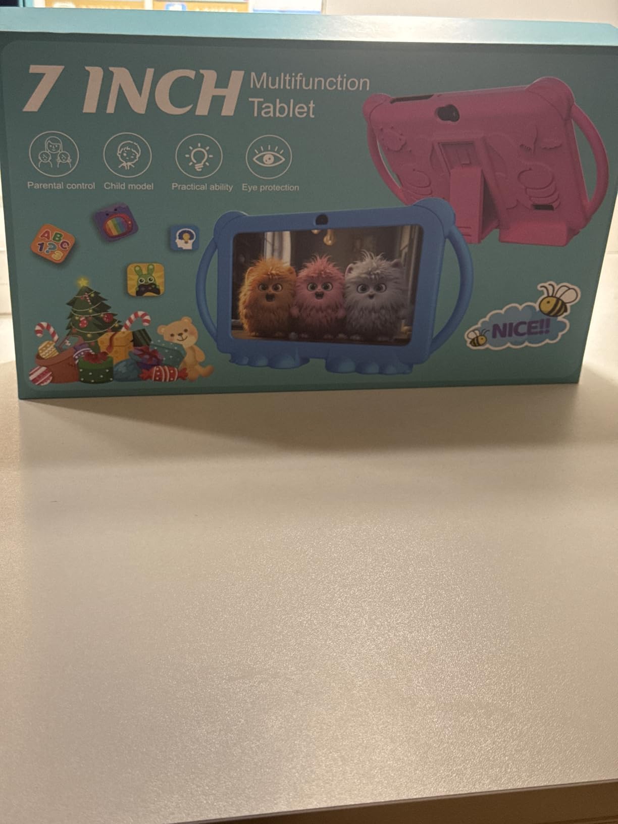 Kids Tablet 7 inch Android 12, 4GB RAM 32GB ROM, 512GB Expansion, with Parental Control, WiFi, Bluetooth, Dual Camera with Silicone Case, Blue customer photo 1