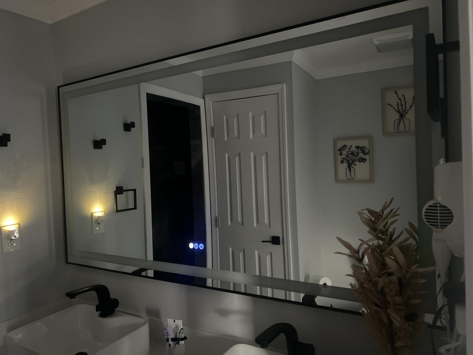 OKPAL 40x36 LED Bathroom Mirror with Front and Backlit, Anti-Fog Lighted Vanity Mirror, Dimmable LED Bathroom Vanity Mirror for Wall with 3 Colors, Memory, Shatter-Proof, ETL Listed customer photo 1