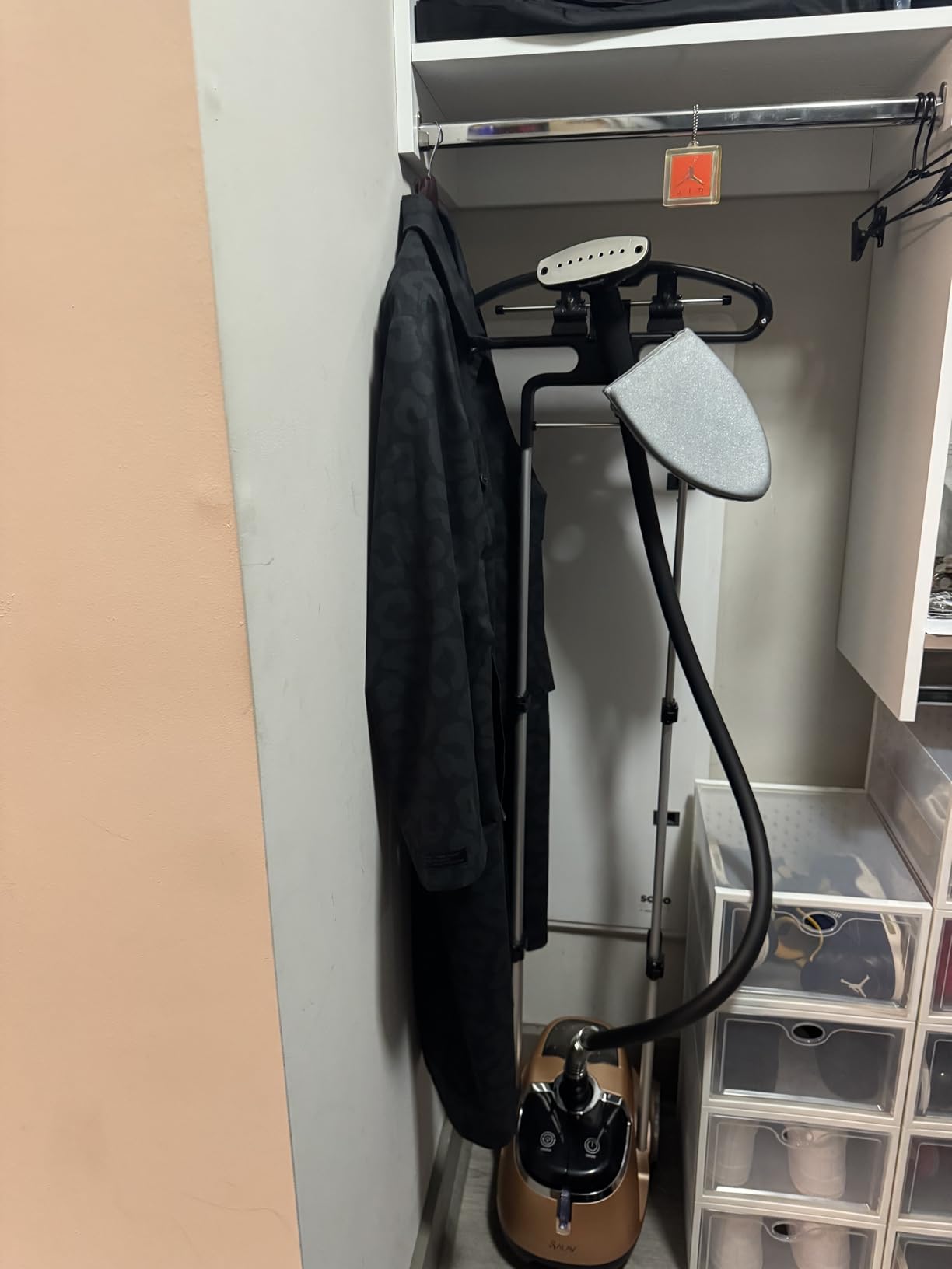 SALAV® Professional Standing Garment Steamer with Retractable Power Cord, Foot Pedal Control, Wheels for Easier Movement (Gold) customer photo 1