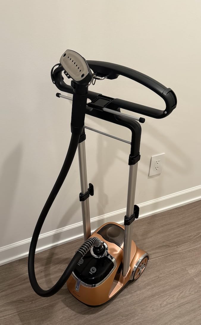 SALAV® Professional Standing Garment Steamer with Retractable Power Cord, Foot Pedal Control, Wheels for Easier Movement (Gold) customer photo 2