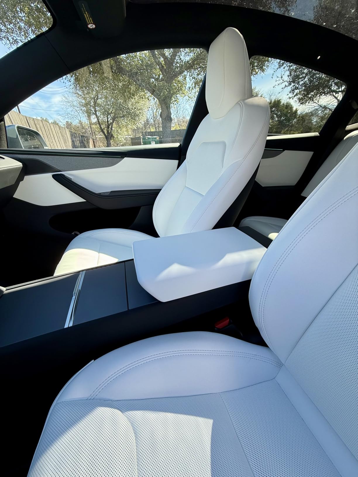 Spigen Center Console Armrest Cover for Tesla Model Y Juniper (Standard, Premium & Performance 2026/2025) and Model 3 Highland (Standard, Premium & Performance 2026/25/24) - White customer photo 2