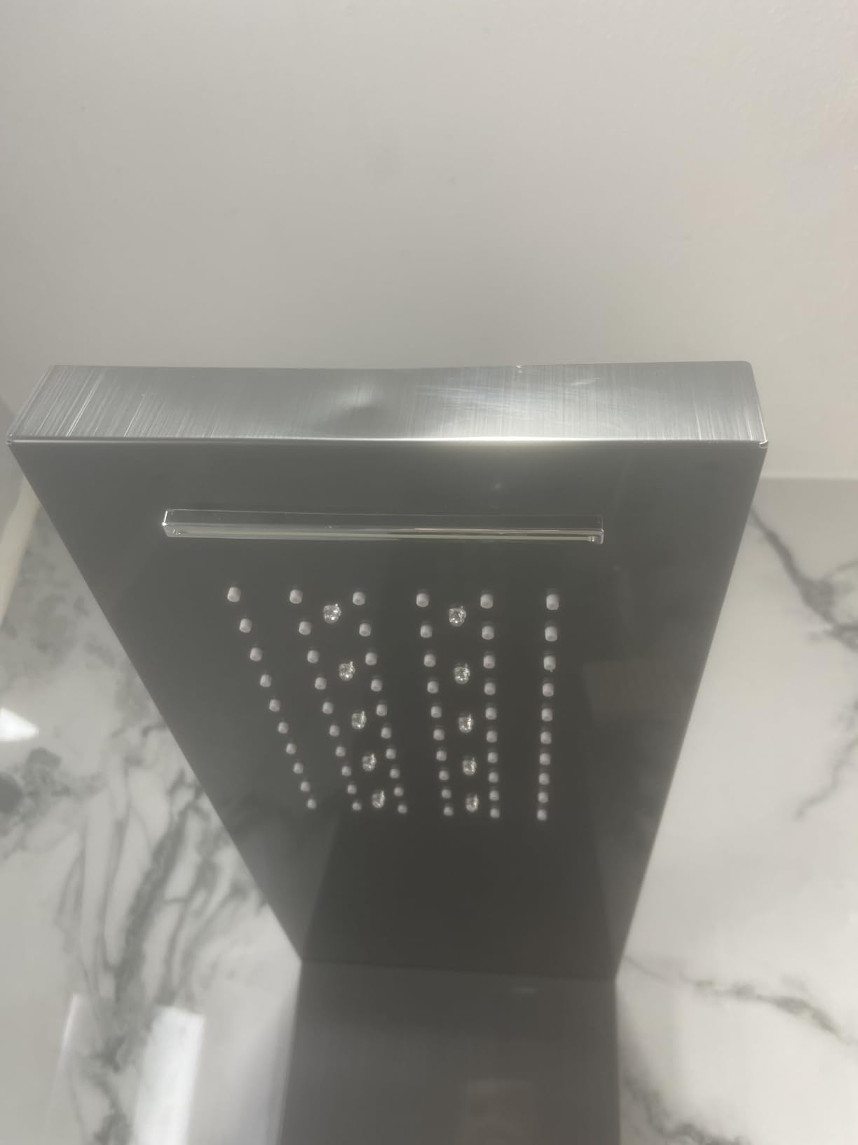 LED Shower Panel Tower System with Rainfall Waterfall Shower Head, 5-in-1 Shower Tower with Powerful Body Jets, Handheld and Tub Spout, Shower Column Stainless Steel, Brushed Finish customer photo 2