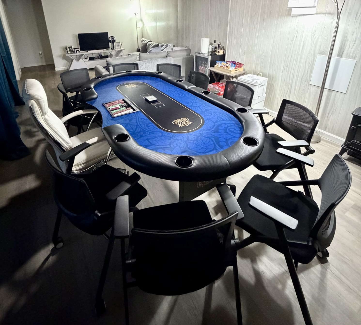 GUTSHOT Foldable Poker Table for 10 Players - Premium Soft-Padded Armrest, Individual Cup Holders, Portable Mat - Crafted with Durable Materials, Long-Lasting Poker Table (Red) customer photo 2