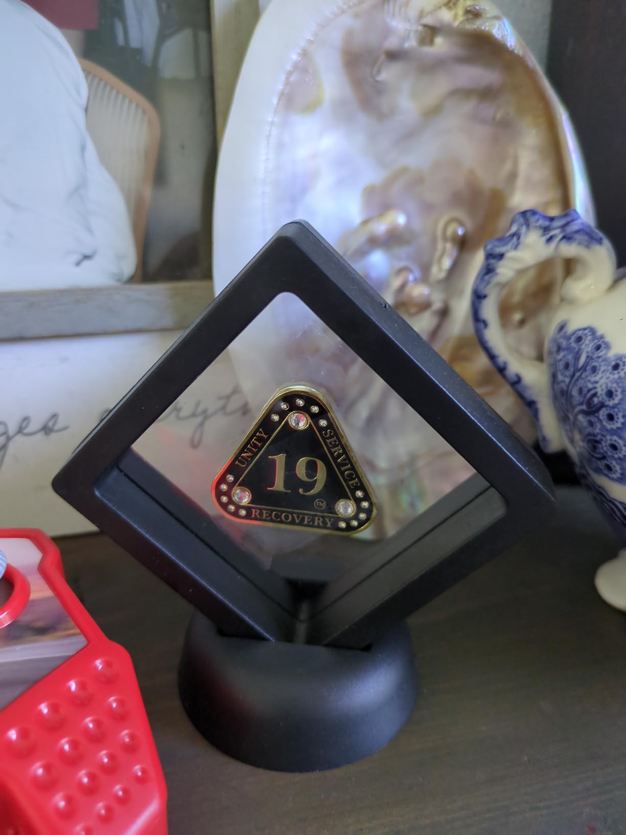 10Pcs Coin Holder Challenge Coin Display Stand, Black 3D Floating Display Case for AA Coin Medallions Jewelry Rock Gem Arrowhead Collecting and Display (2.75×2.75×0.8 inches) customer photo 2